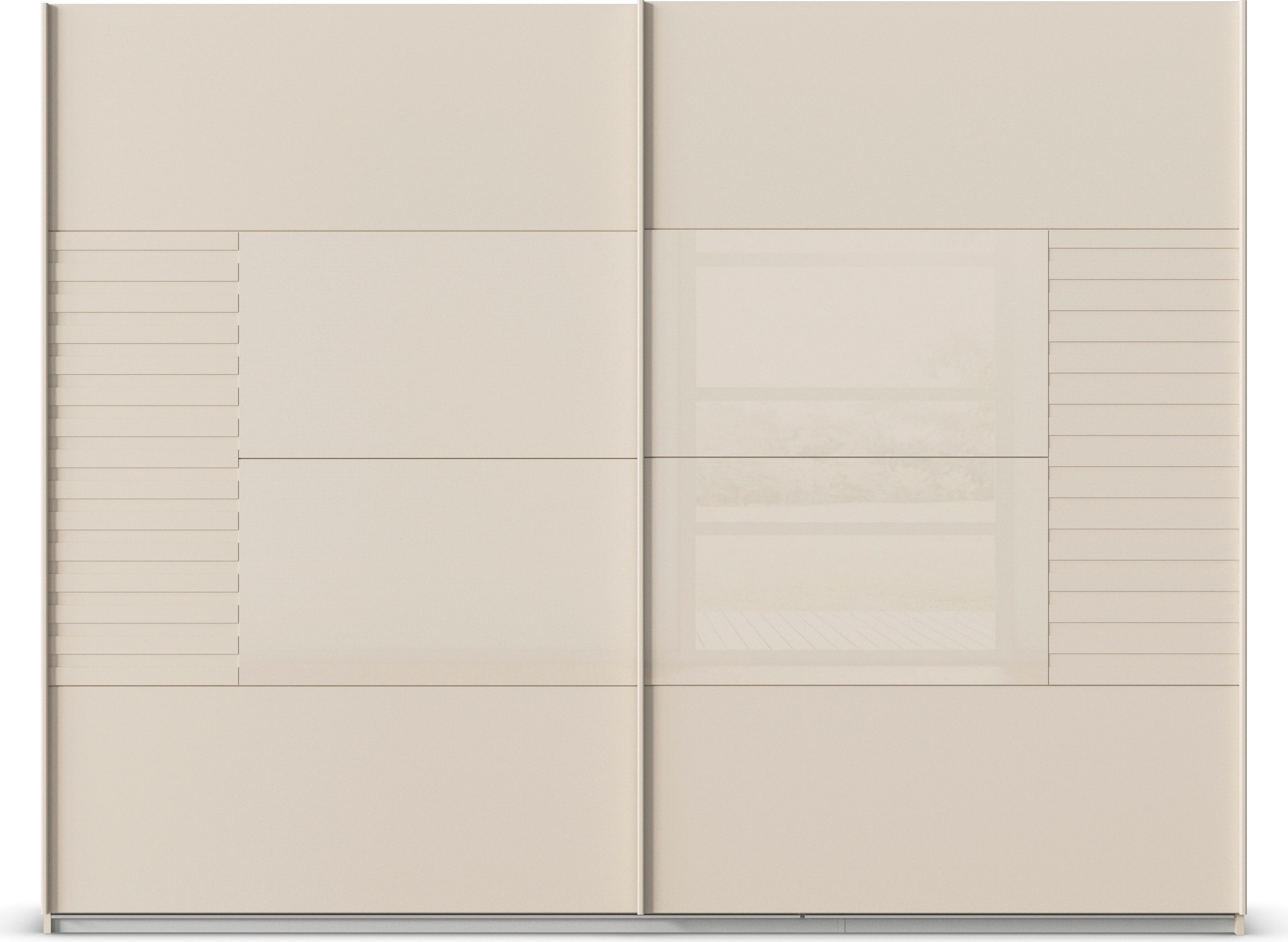 rauch Schwebetürenschrank »Kleiderschrank Schrank Garderobe Schlafzimmerschrank RUGA«, Auflagen in moderner Lamellen-Optik, mit Glasauflagen MADE IN GERMANY