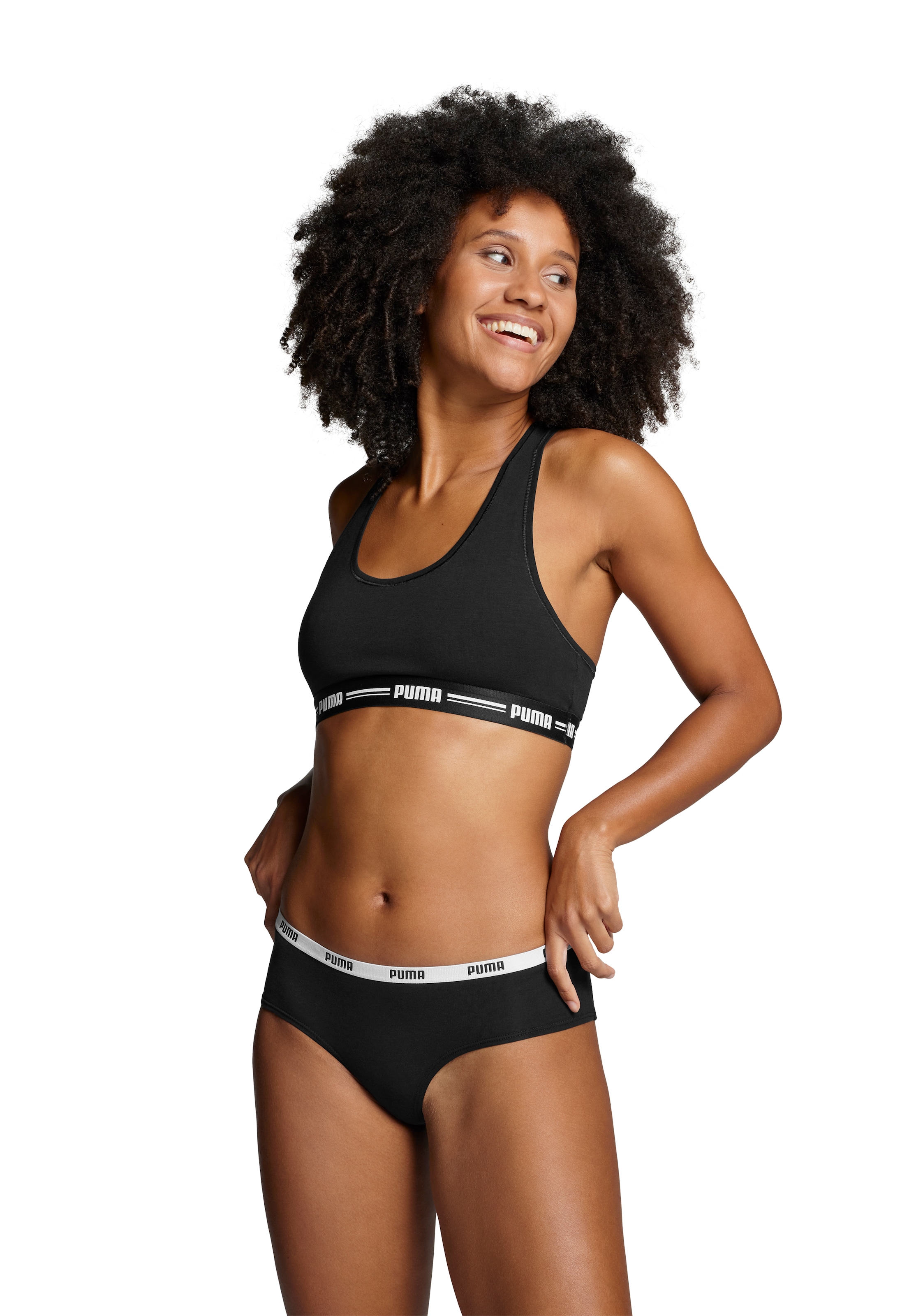 PUMA Hipster »PUMA WOMEN HIPSTER 2P«, (2er Pack), Mit elastischem Logobund