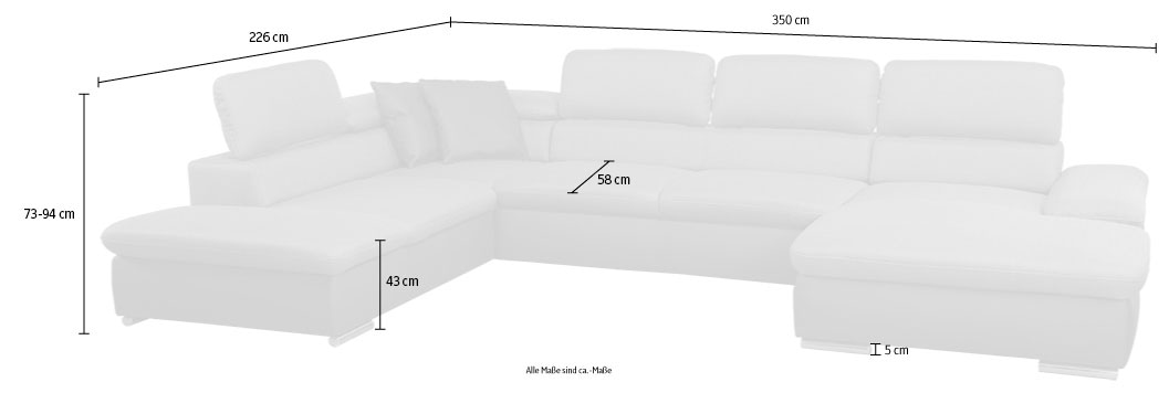 sit&more Wohnlandschaft »Alcudia U-Form«, wahlweise mit Bettfunktion