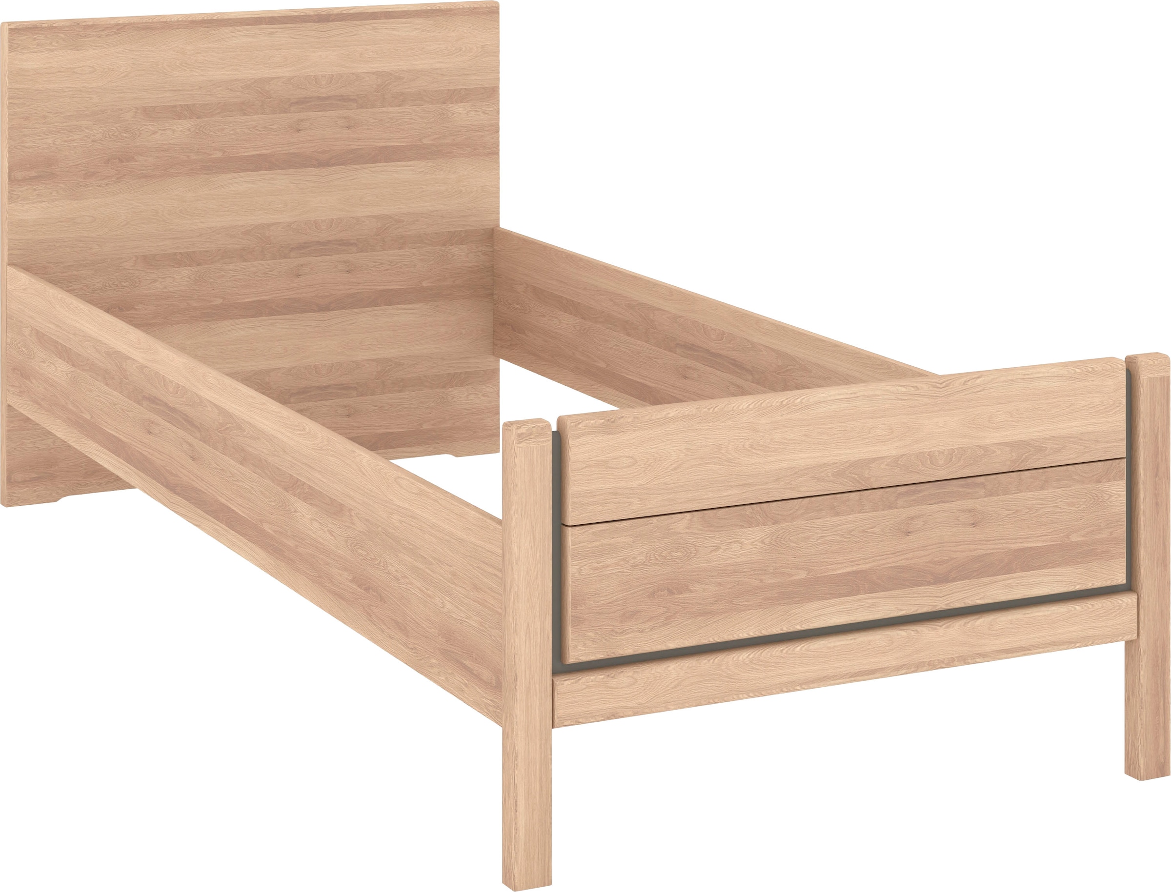 Musterring Holzbett »Sorrent, Bettgestell, Bettrahmen, teilmassiv Eiche«, (MADE IN GERMANY), Eiche teilmassiv, Liegehöhenverstellung, Stollenfußteil