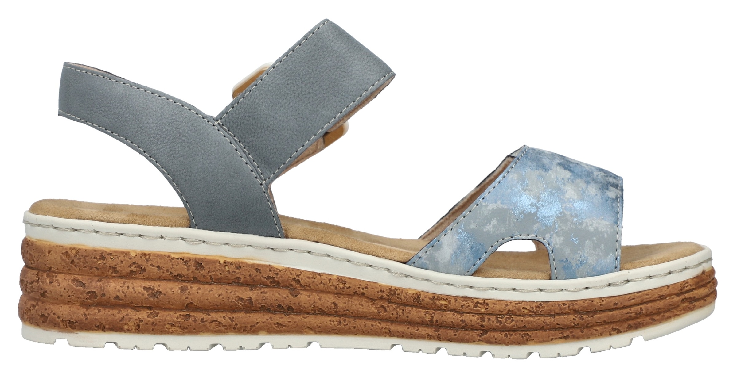 Rieker Plateausandale  Sandalette, Sommerschuh, Keilsandale mit praktischen Klettverschlüssen
