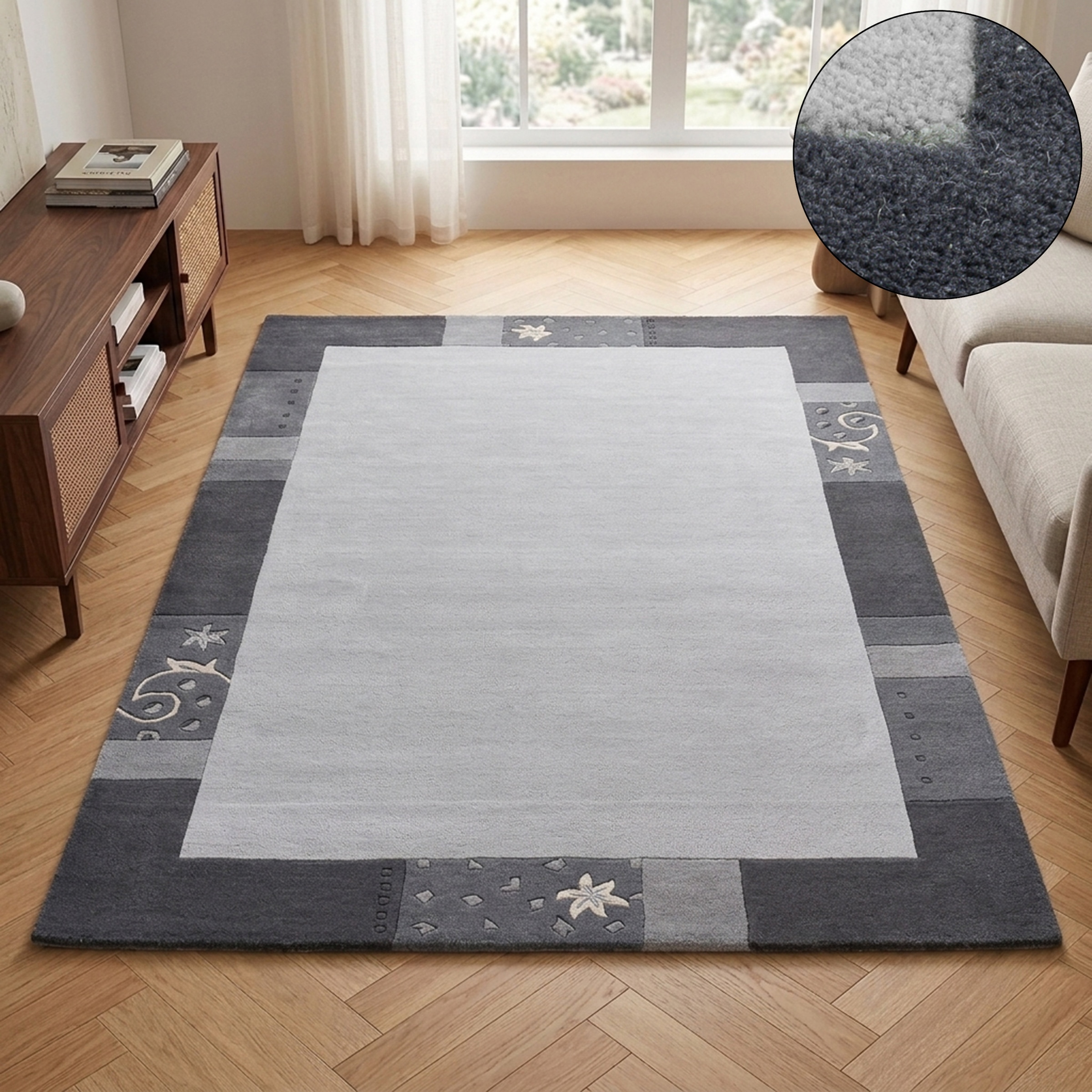 THEKO Wollteppich »Royal Ganges« rechteckig 13 mm Höhe 95% Wolle, mit Bordüre, auch in rund, Wohnzimmer, Schlafzimmer