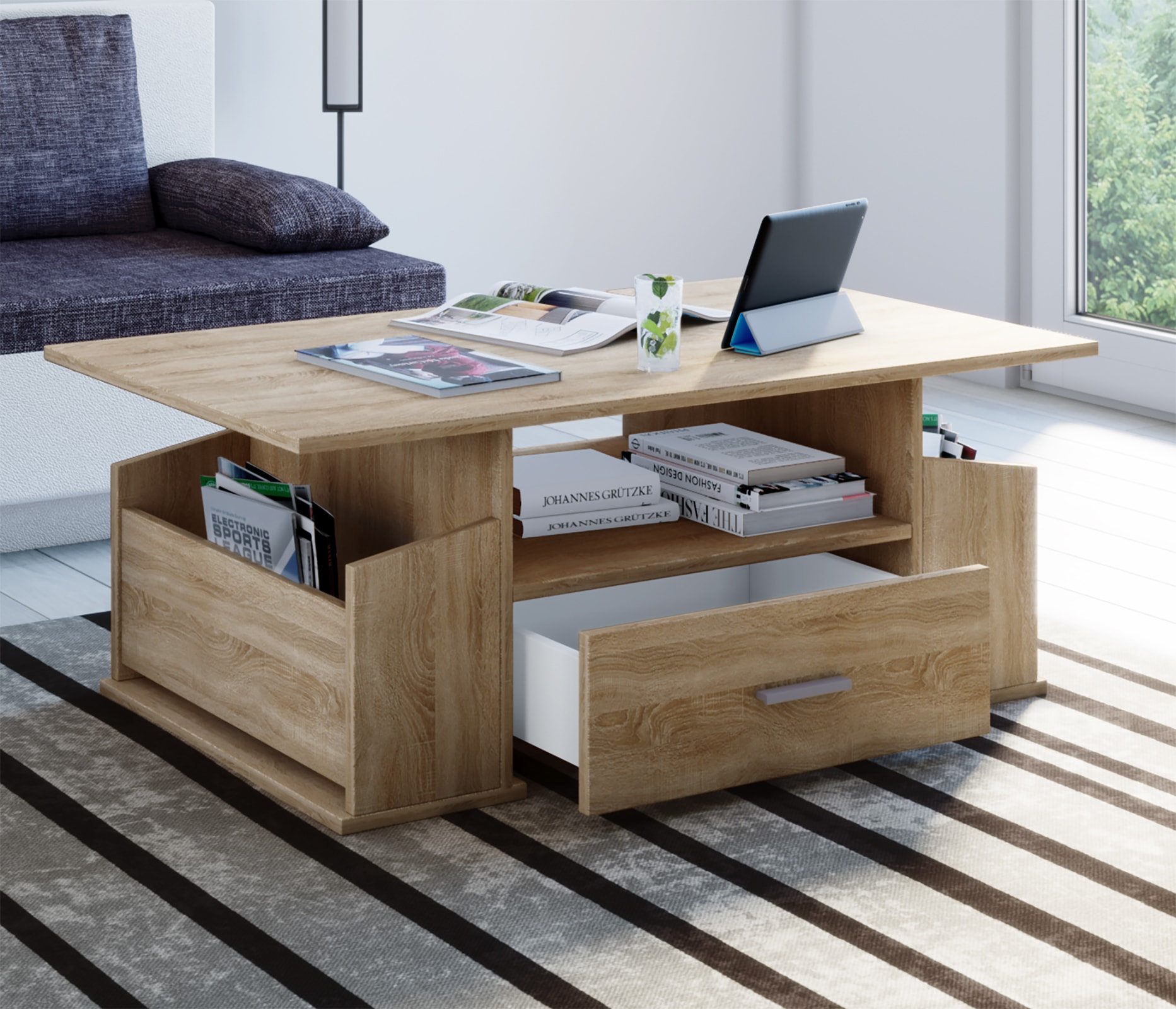 VCM Beistelltisch »Holz Sofatisch Couchtisch Schublade Junata«