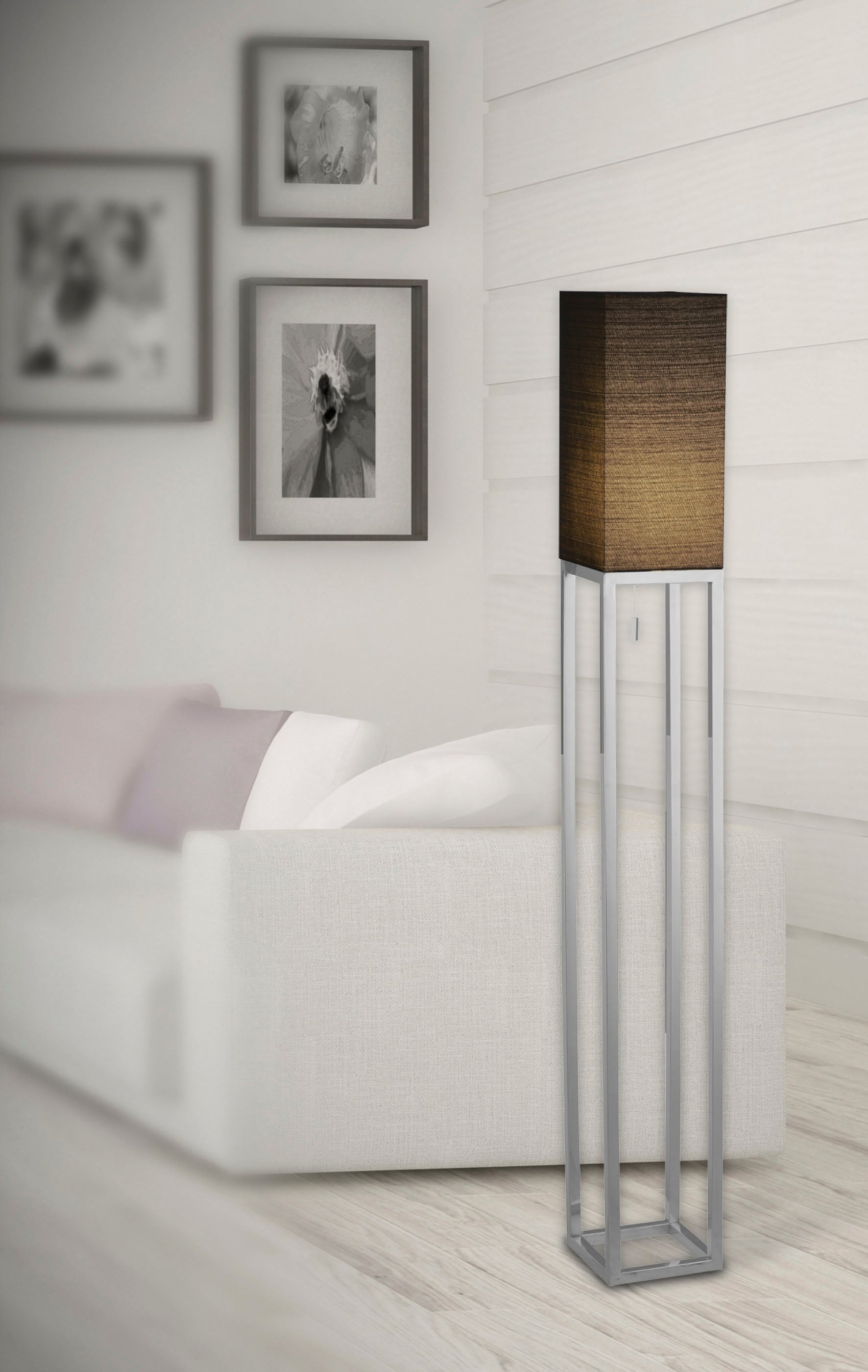 näve Stehlampe »Alfa«, 1 flammig, Leuchtmittel E27 | ohne Leuchtmittel, Flurleuchte H: 150,5cm, 1xE27, dunkelgrau/chrom, IP20