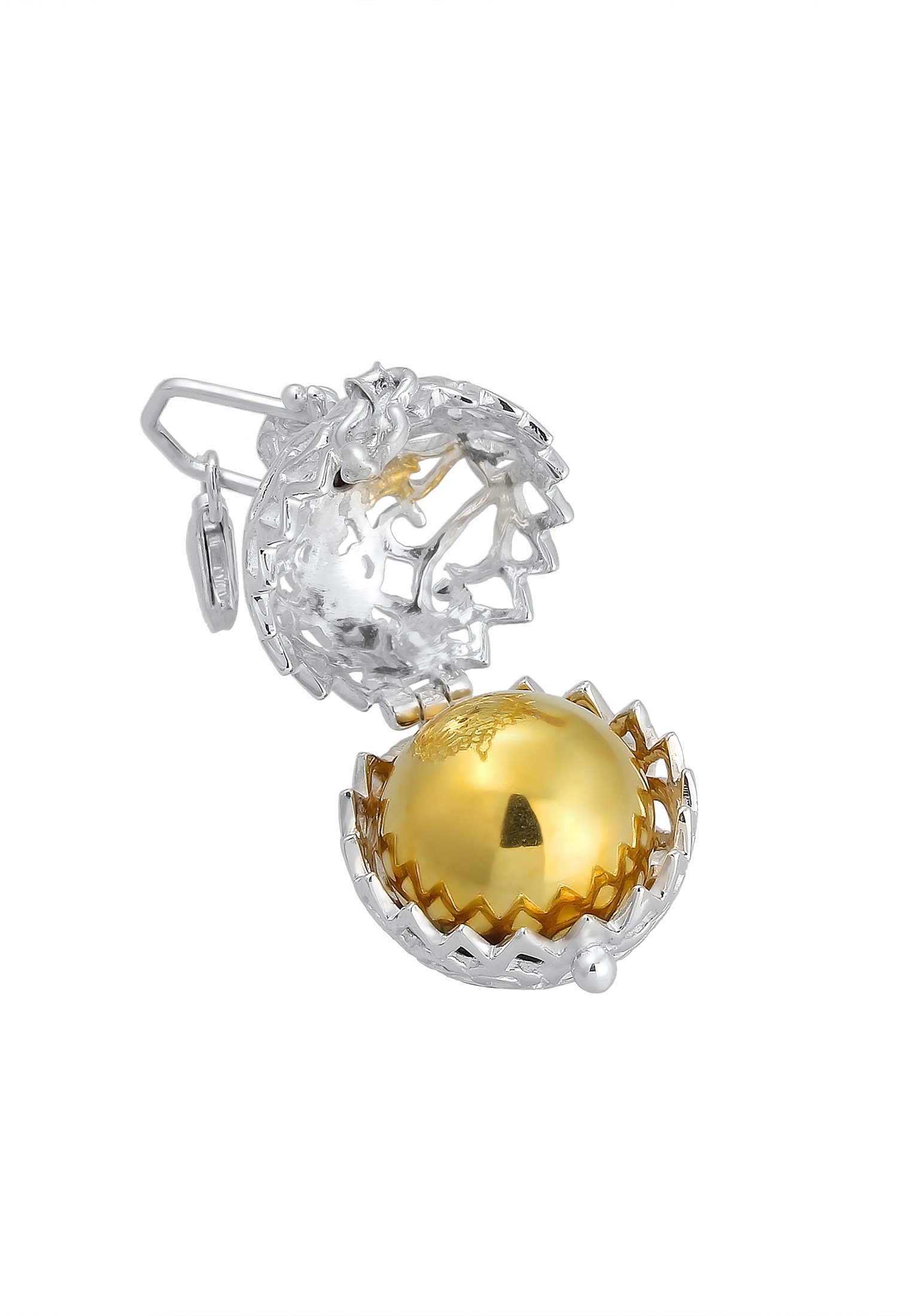 Nenalina Charm-Einhänger »Charm Klangkugel Ornament Granat Romantik 925 Silber«
