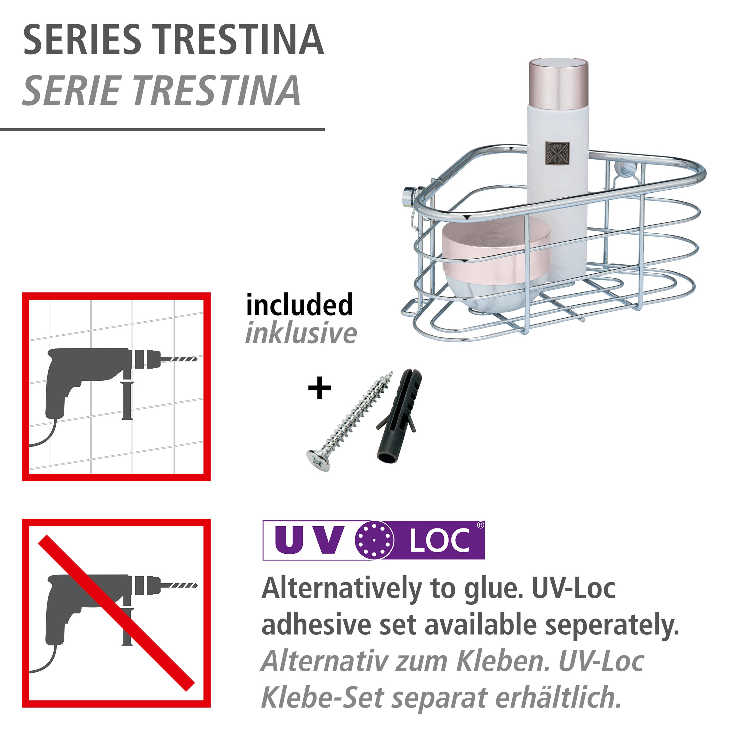 WENKO Badregal »Trestina«, Eckablage, aus Edelstahl