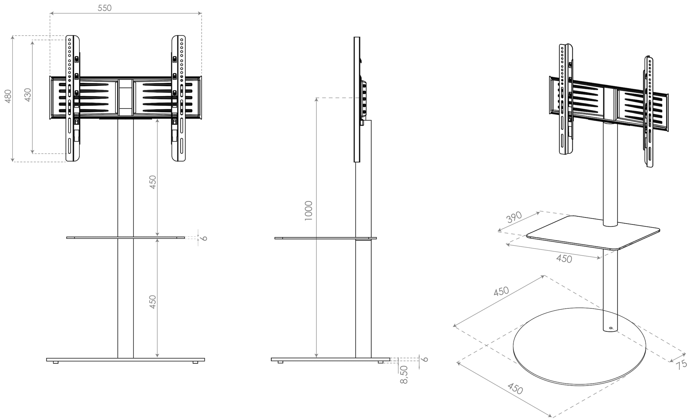 VCM Wohnzimmertisch »Design Premium TV Standfuß Rack Fernseh Cirla ZW«