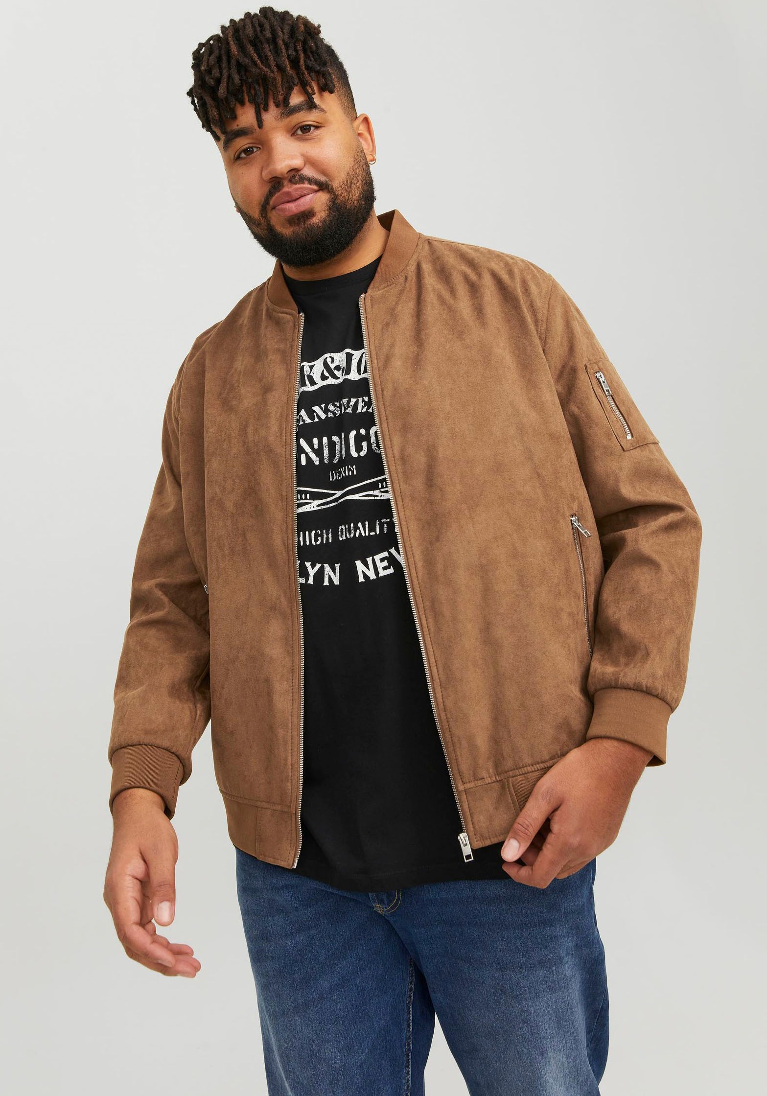 Jack & Jones PlusSize Blouson »JJEROCKY FAUX SUEDE BOMBER PLS«