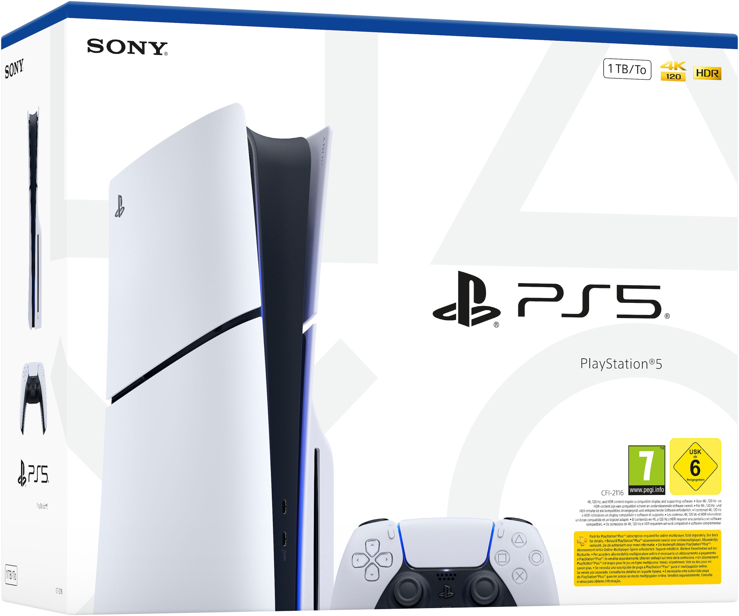 PlayStation 5 Spielekonsole »Disk Edition (Slim)« 1.000 GB 1 TB + 3 Monate Gratis PS+ Premium im Wert von 50€
