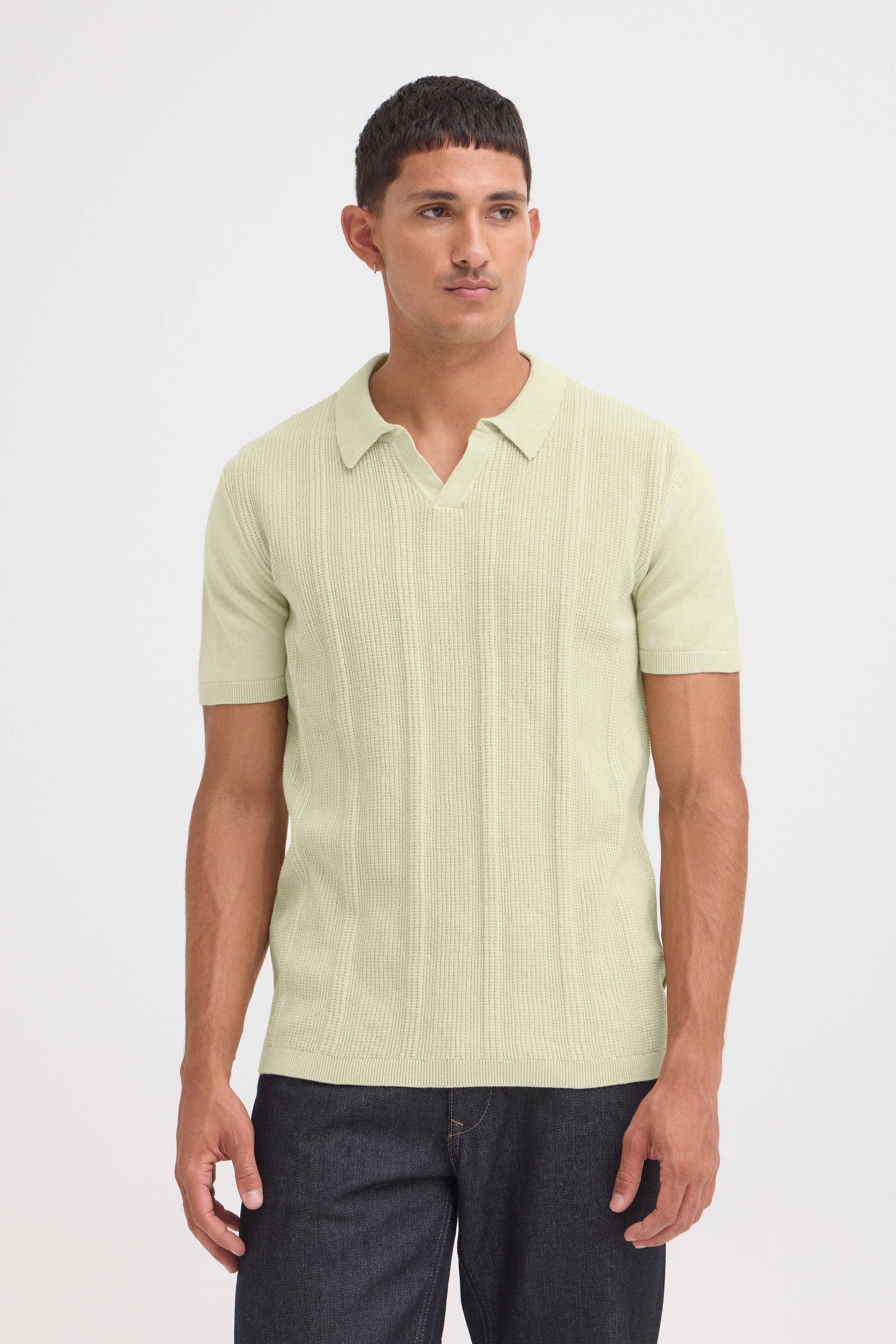 Blend Polokragenpullover »BHBARON SPLIT POLO PPNOOS« aus Baumwolle, Regular Fit, unifarben, Kurzarm, mit V-Ausschnitt