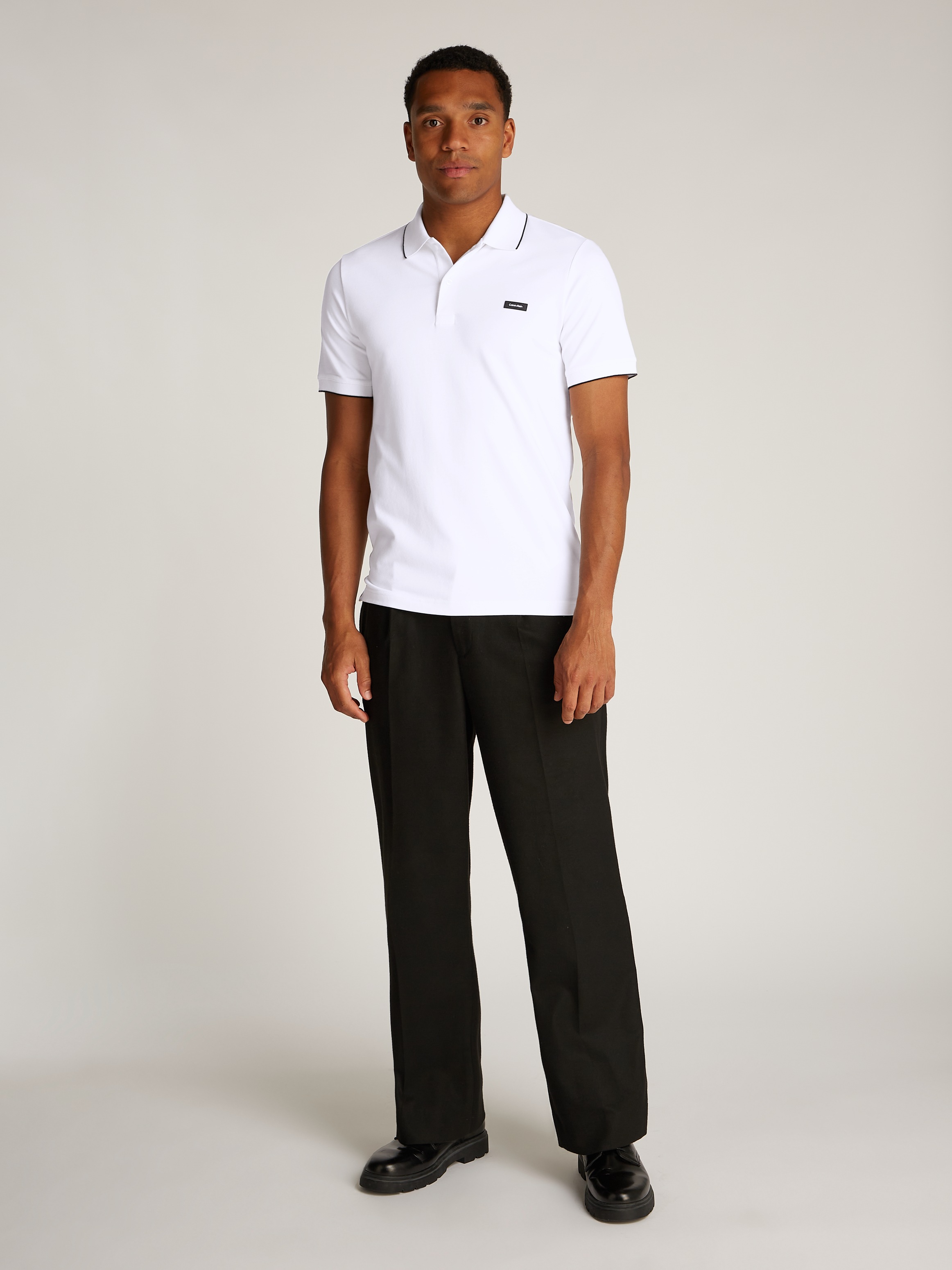 Calvin Klein Poloshirt »STRETCH PIQUE TIPPING POLO«, mit Streifendetail am Kragen