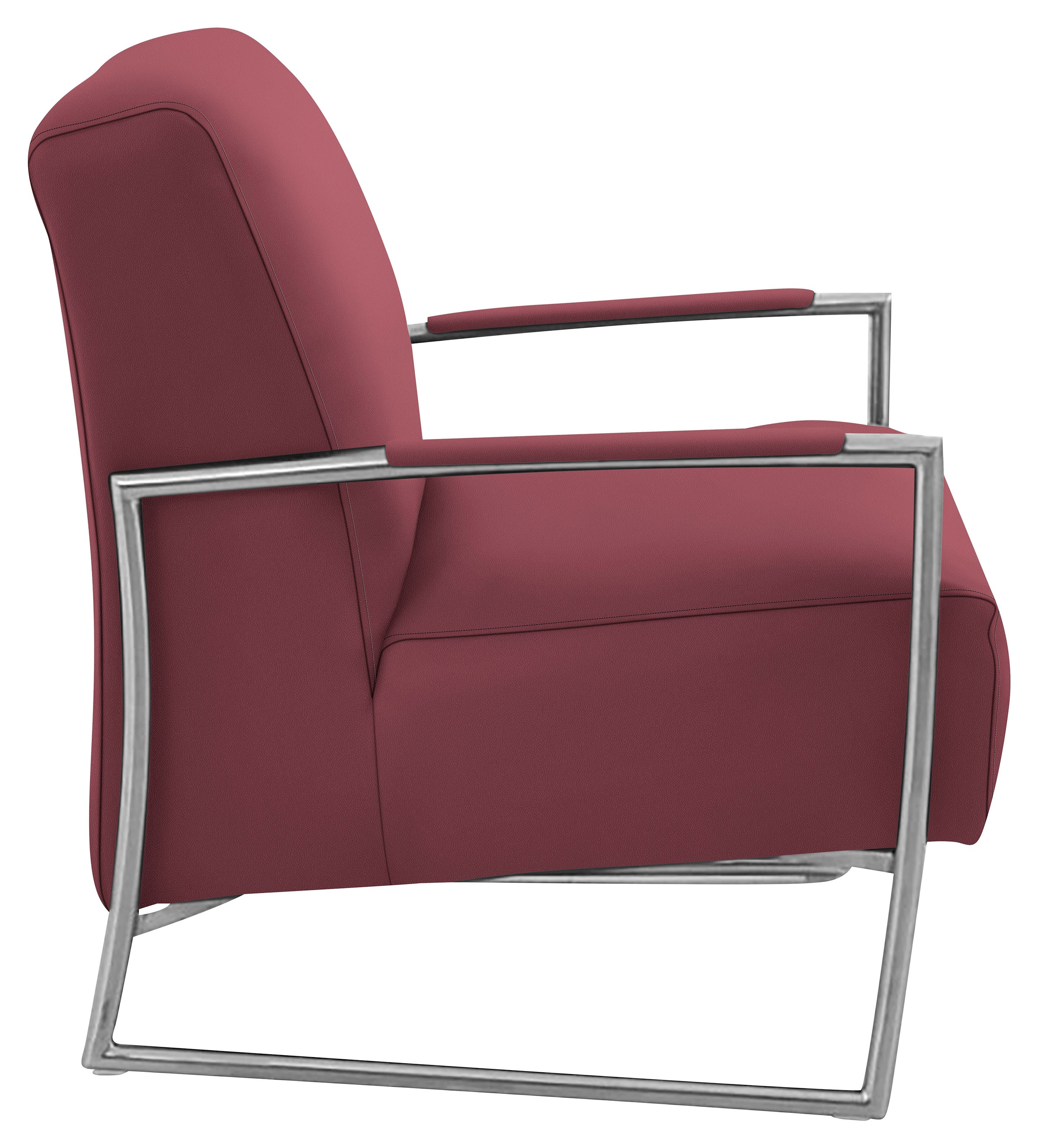 K+W Komfort & Wohnen Cocktailsessel, mit bezogenen Armlehnen, Gestell in Metall Edelstahloptik