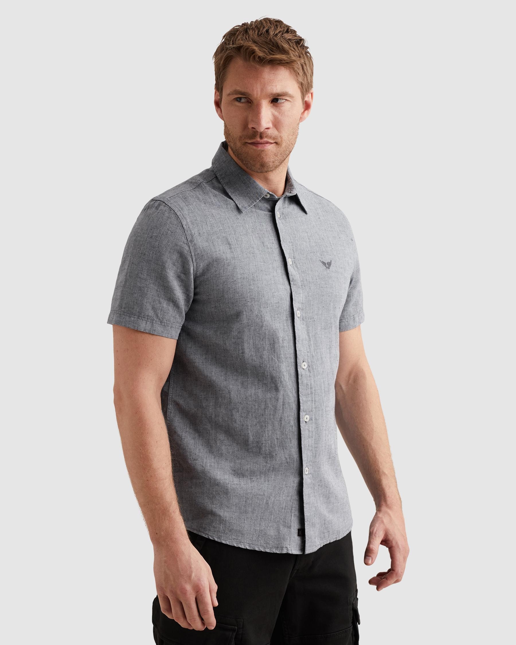 PME LEGEND Kurzarmhemd »Short Sleeve Shirt 2 tone Cotton/Linen« mit Kent Kragen