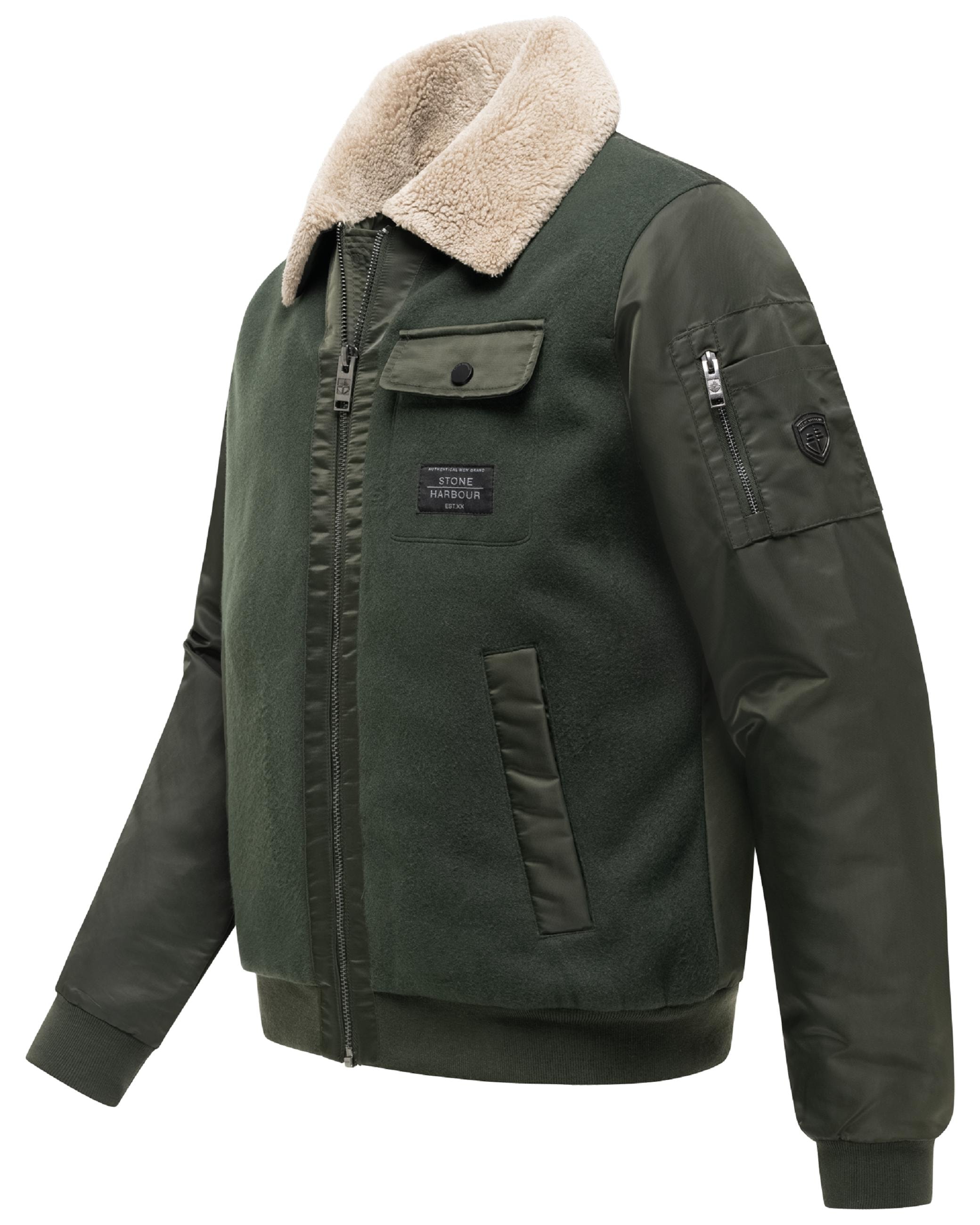 Stone Harbour Winterjacke »Winterjacke Somaeel XX« ohne Kapuze Warme Herren Hybridjacke mit Teddykragen