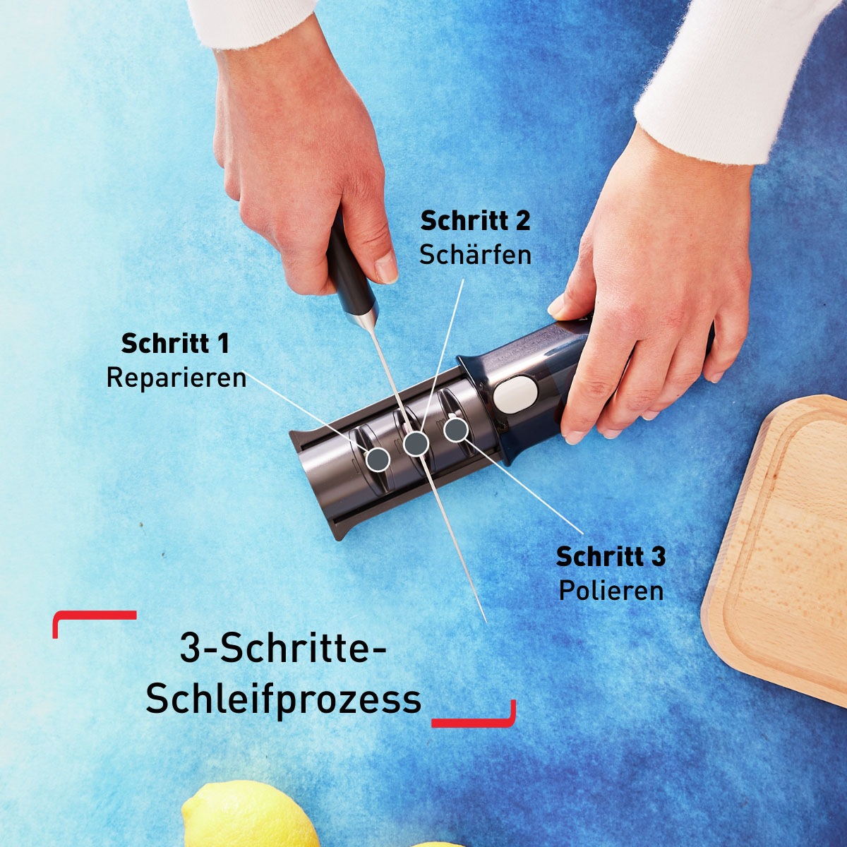 Tefal Messerschärfer »Ice Force«, (1 tlg.), Schleifprozess(3Phasen), hochwertige japanische Keramikschleifscheibe