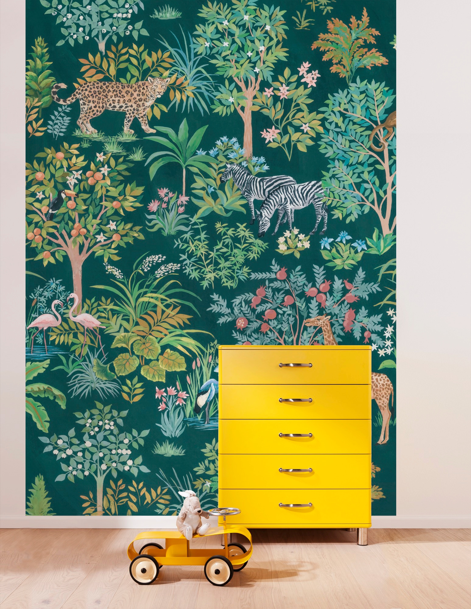 Komar Vliestapete »Digitaldruck Vlies - Happy Jungle - Größe 200 x 280 cm«, bedruckt, Wohnzimmer, Schlafzimmer