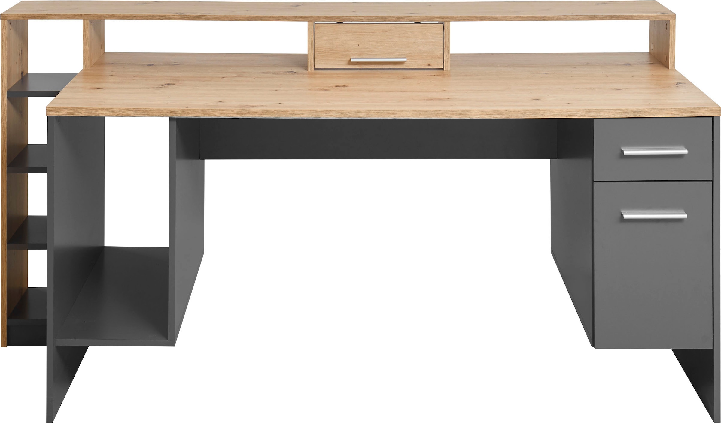 BEGA OFFICE Gamingtisch »Highscore 4«, Grau inkl. LED Beleuchtung, Computertisch mit Desktopfach