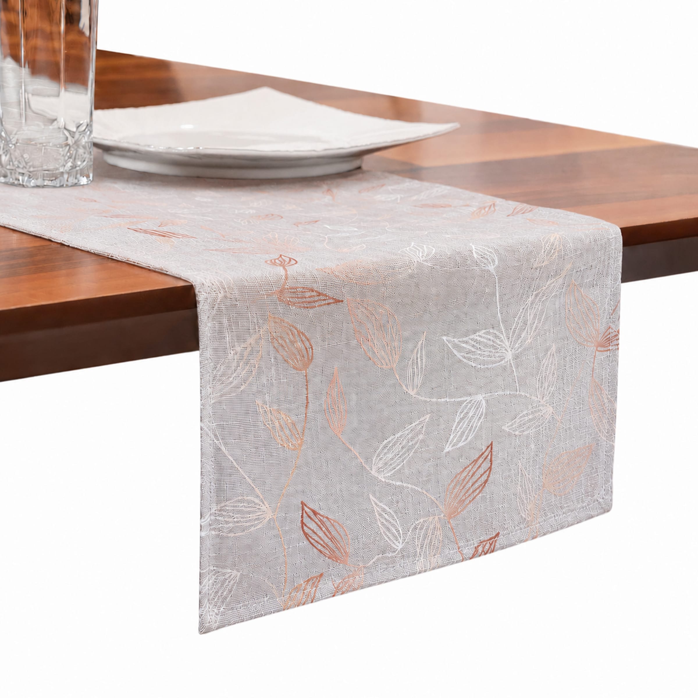 OTTO home Tischläufer "Raffon" Leinen Optik, Blattmotiv, Esszimmer, Deko, halbtransparent/blickdicht.