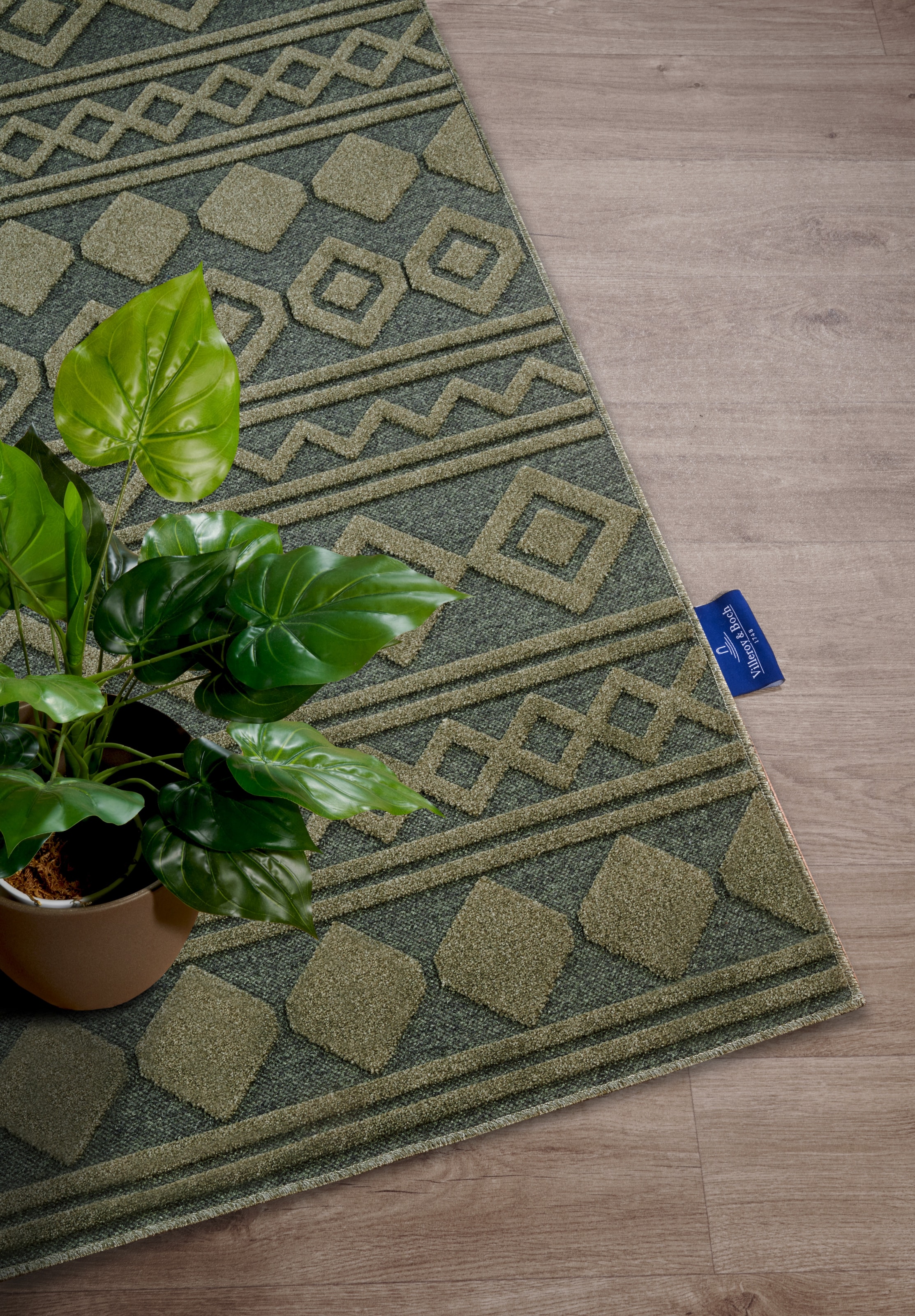 Villeroy & Boch Teppich »Catherine«, rechteckig, 5,5 mm Höhe, Nachhaltig, Wohnzimmer, Schlafzimmer, Modern, Hoch-Tief Effekt, Flur