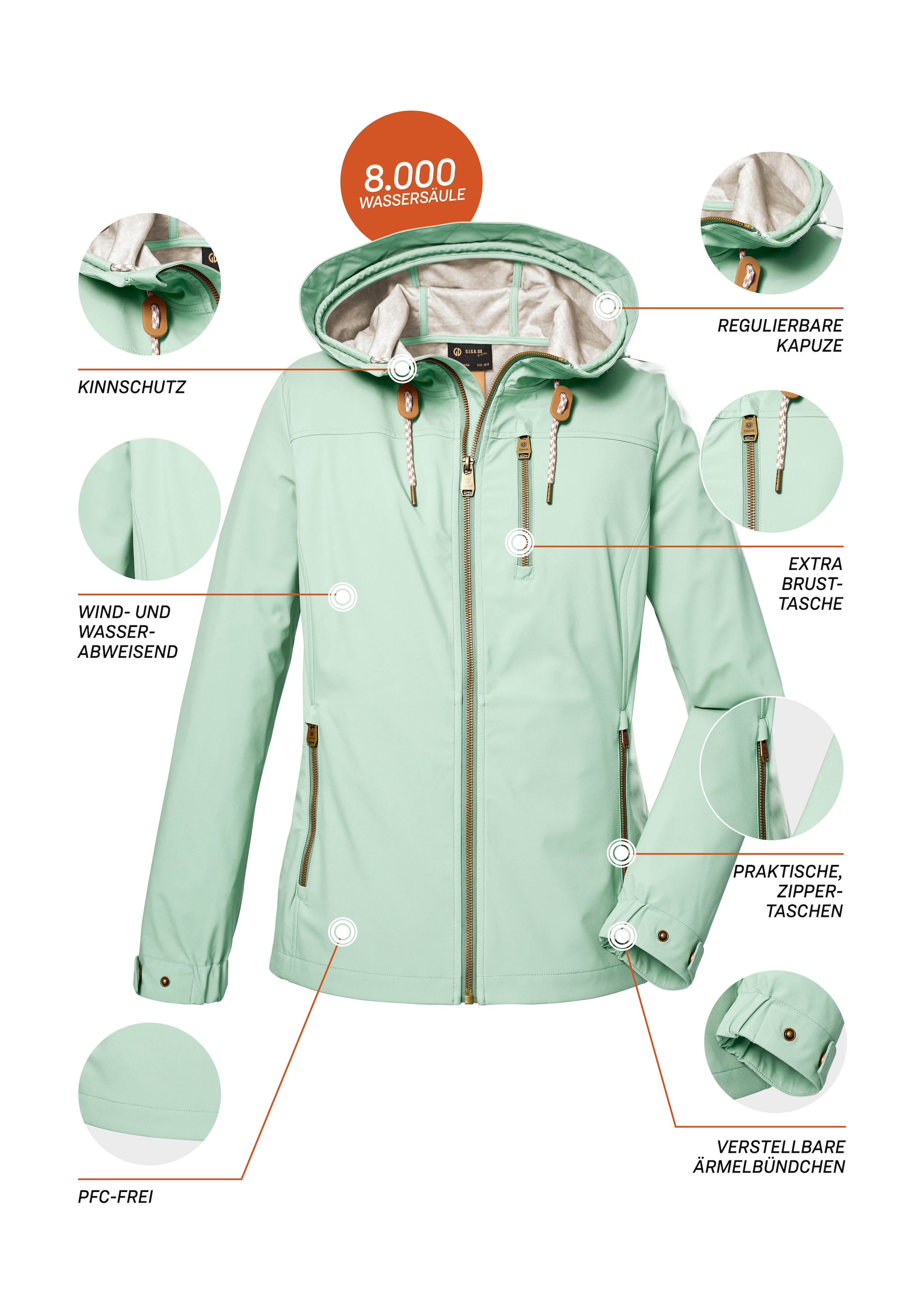 G.I.G.A. DX by killtec Softshelljacke »GS 24 WMN SFTSHLL JCKT« Wasserabweisende Softshelljacke, verstellbare Kapuze, winddicht