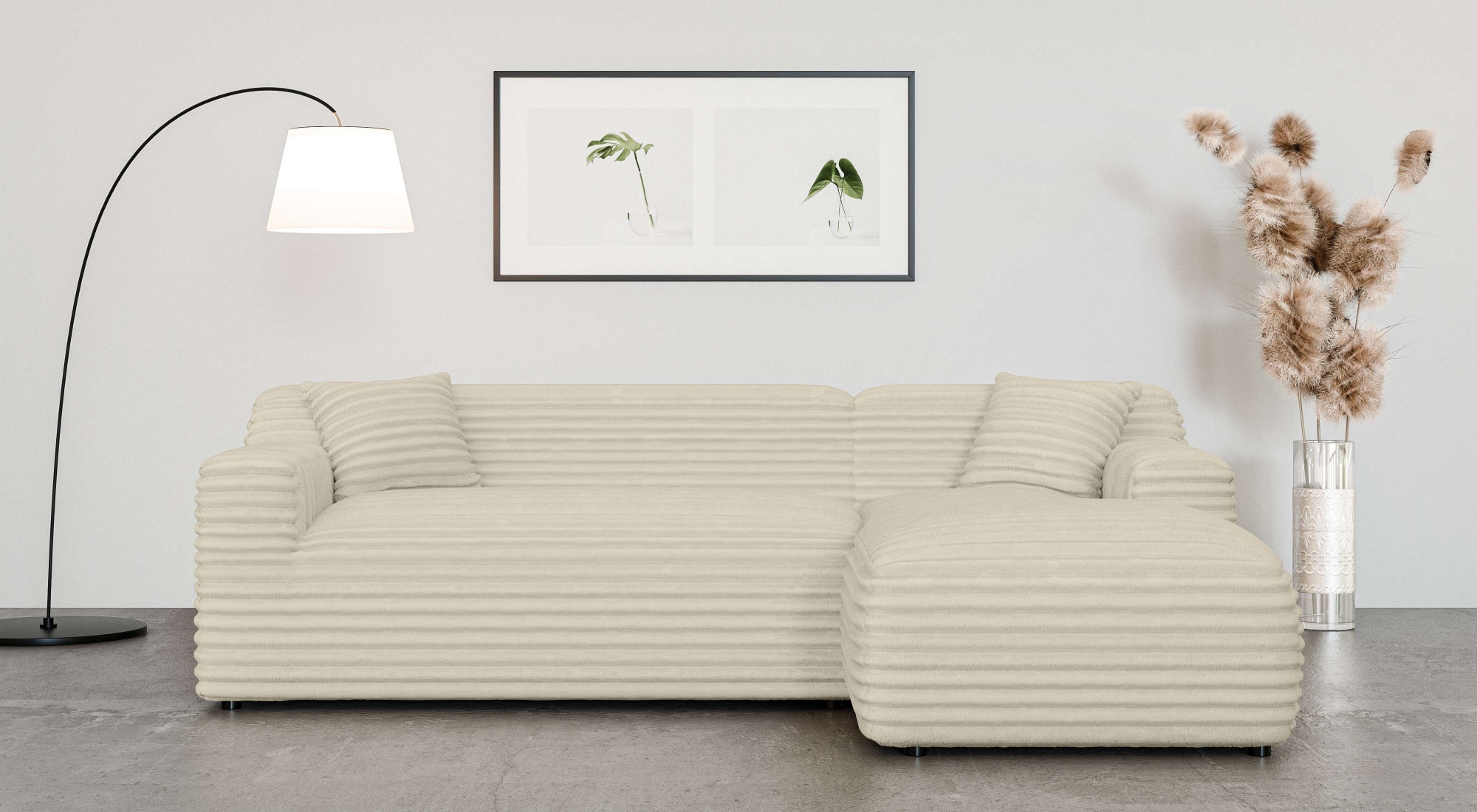 Home affaire Ecksofa »LILLIANA Designsofa, L-Form mit Recamiere rechts/links bestellbar«, L-Form mit Wellenunterfederung, Maße B/T/H: 256/160/76 cm