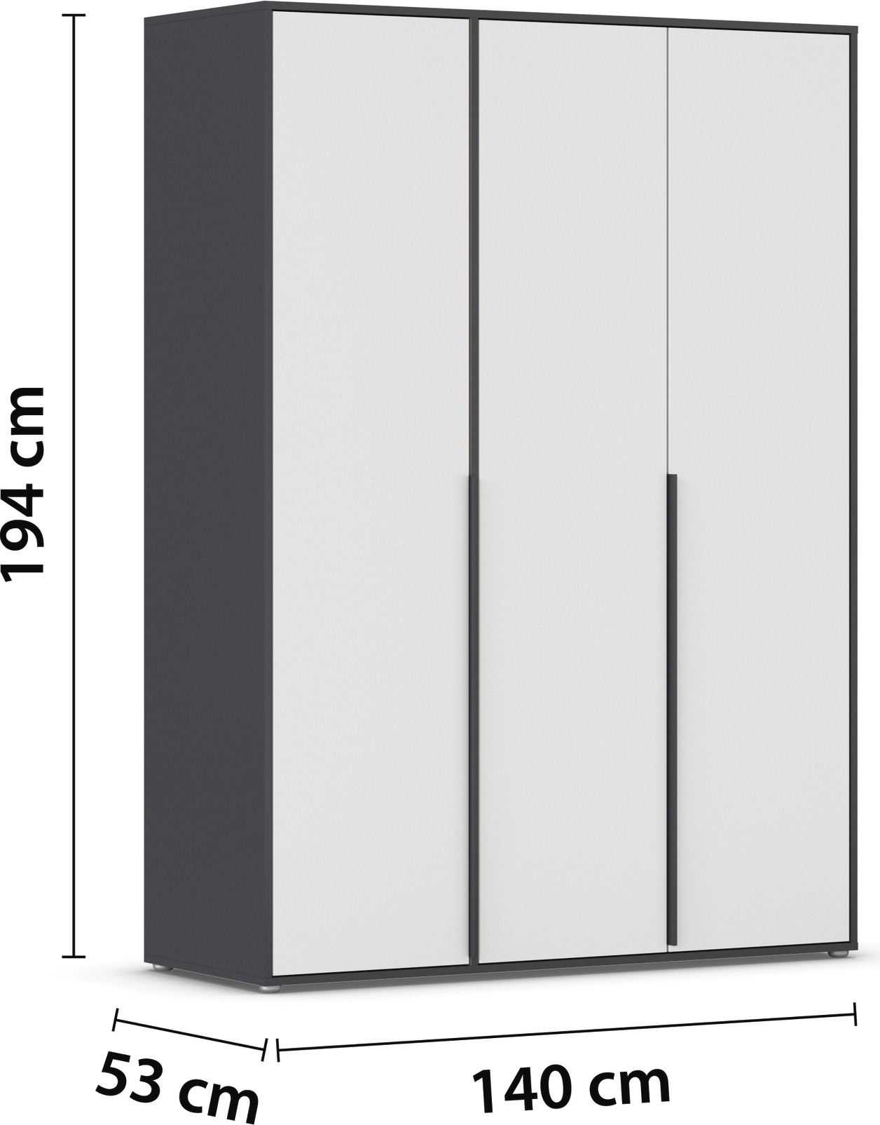 rauch Drehtürenschrank »Kleiderschrank Schrank Garderobe Wäscheschrank NAGATA viel Stauraum« in 3 verschiedenen Ausstattungen BASIC/CLASSIC/PREMIUM,  mit modernen Stangengriffen in Graumetallic TOPSELLER MADE IN GERMANY