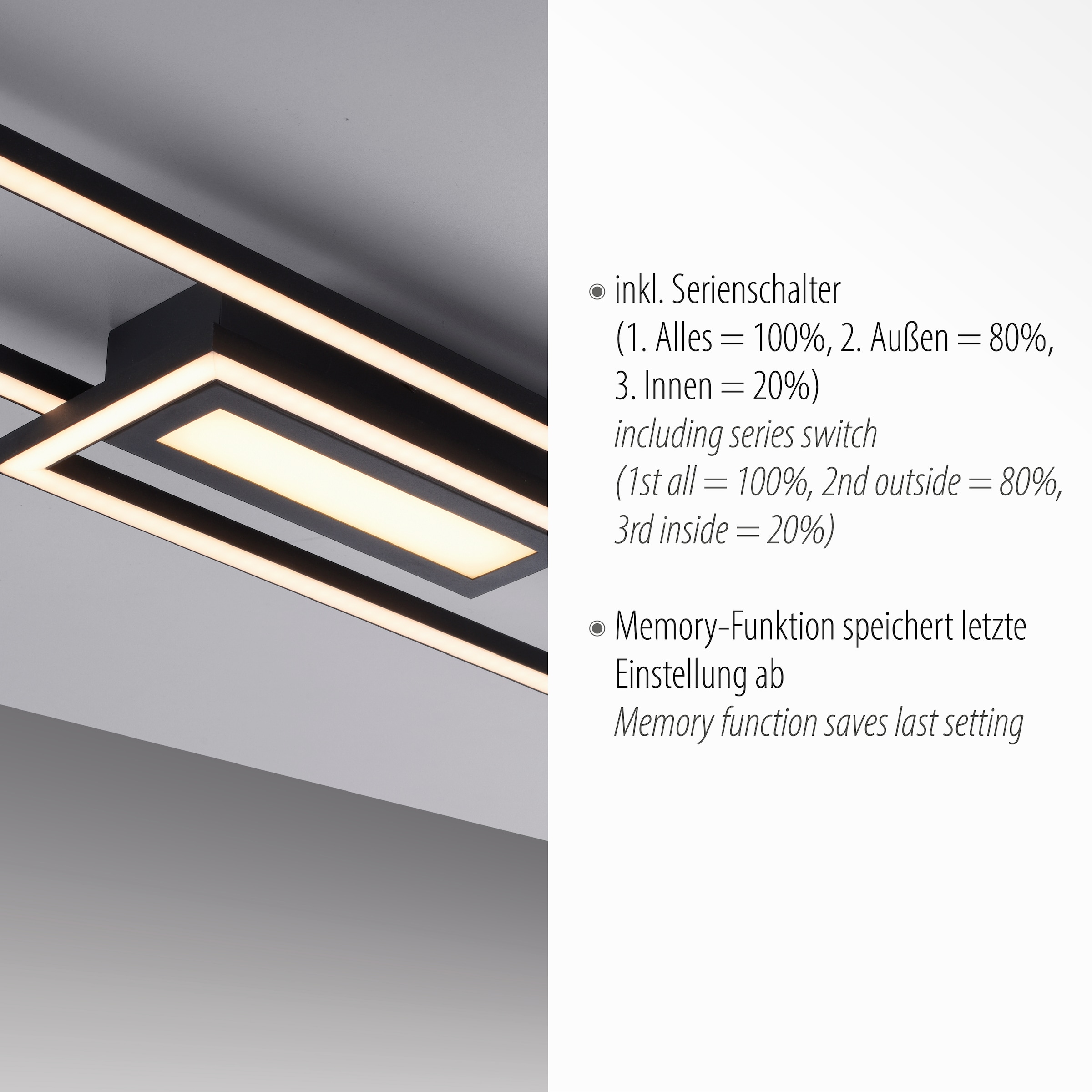 JUST LIGHT Deckenleuchte »ASMIN« LED-Board 1 Stk. Warmweiß LED, separat steuerbar (Schalter)