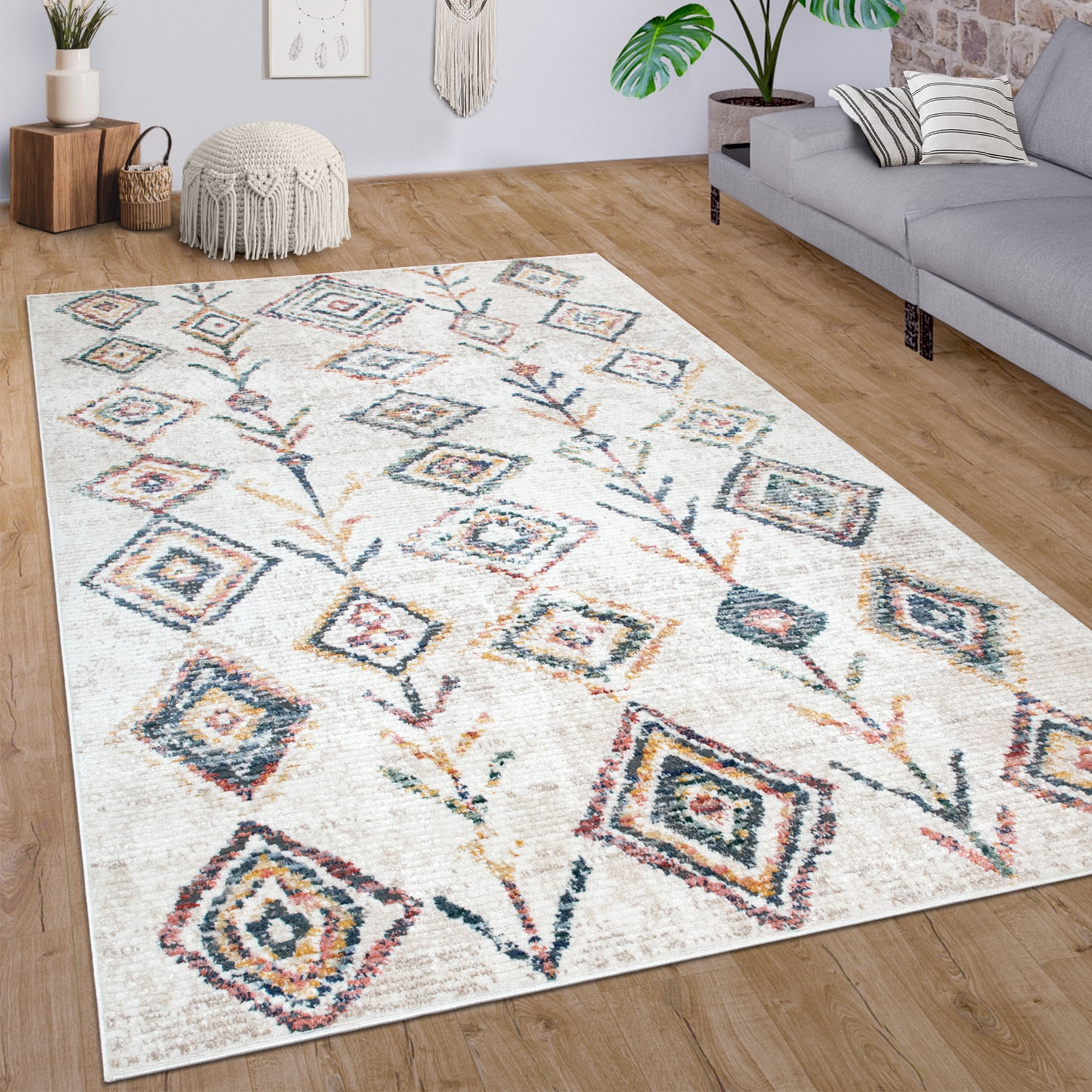 Paco Home Teppich »Kayacik 578«, rechteckig, Kurzflor, Rauten Muster, ideal  im Wohnzimmer & Schlafzimmer online kaufen | Kurzflor-Teppiche