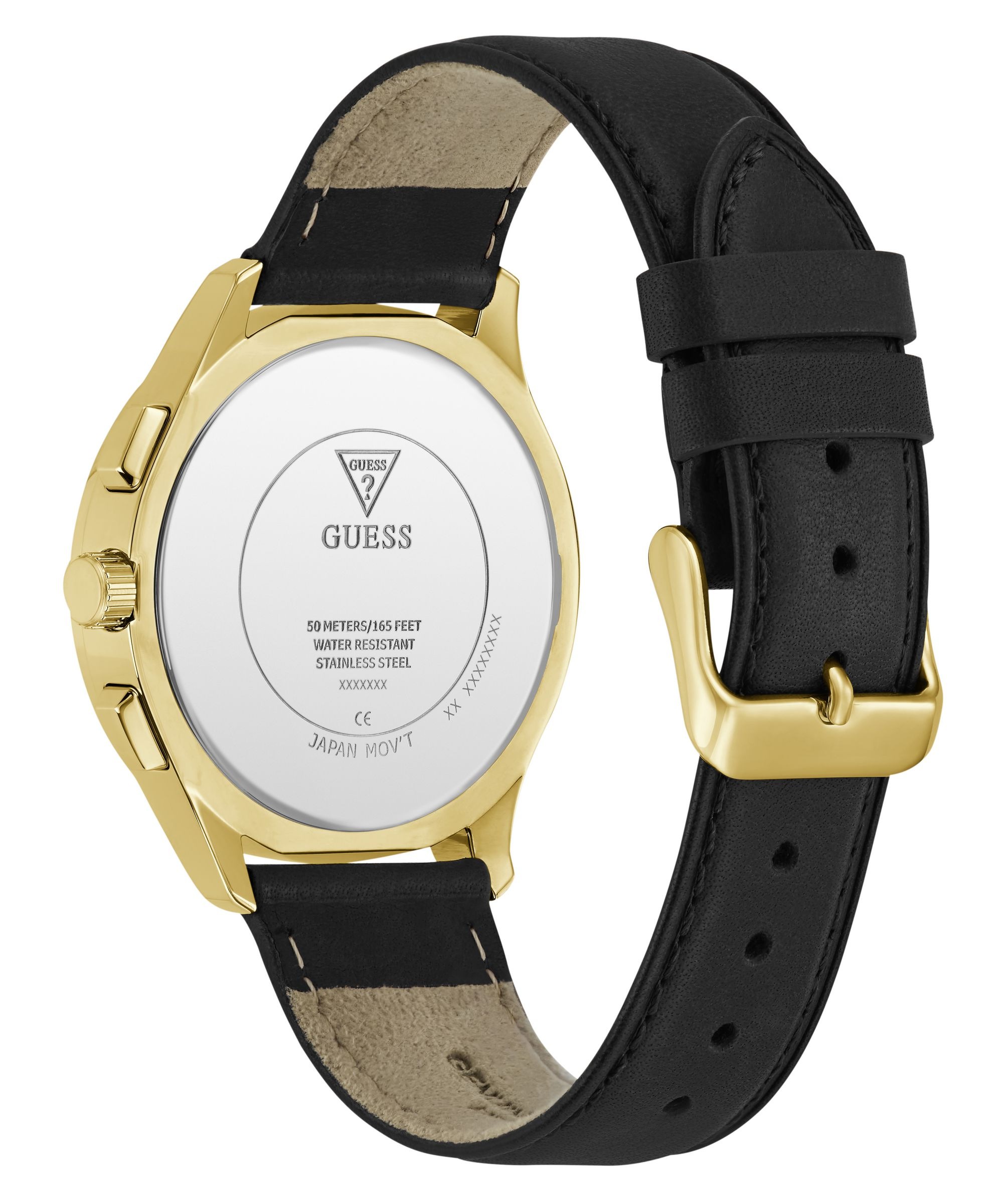 Guess Multifunktionsuhr »PALMER« Quarzuhr, Armbanduhr, Herrenuhr, Lederarmband, analog, Wochentag, Tag
