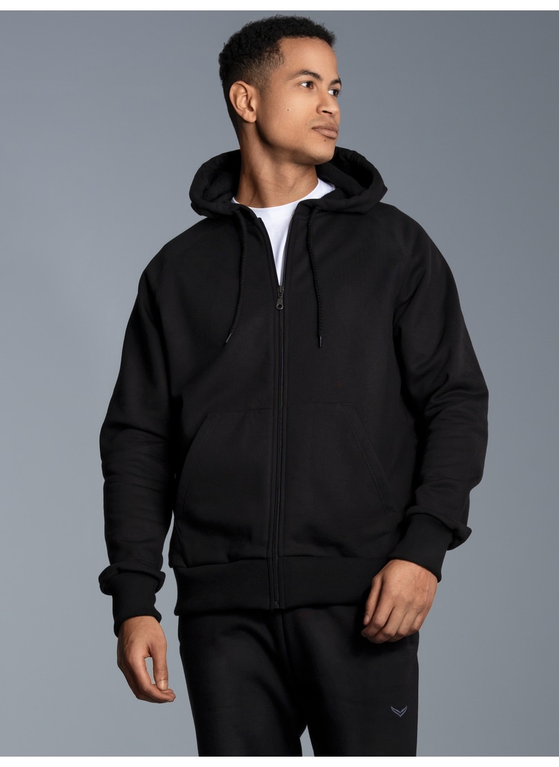 Trigema, Herren, Sweatjacke »TRIGEMA Sweatjacke mit Kapuze« 1 Stk., schwarz, XL, schwarz, Klassischer Schnitt