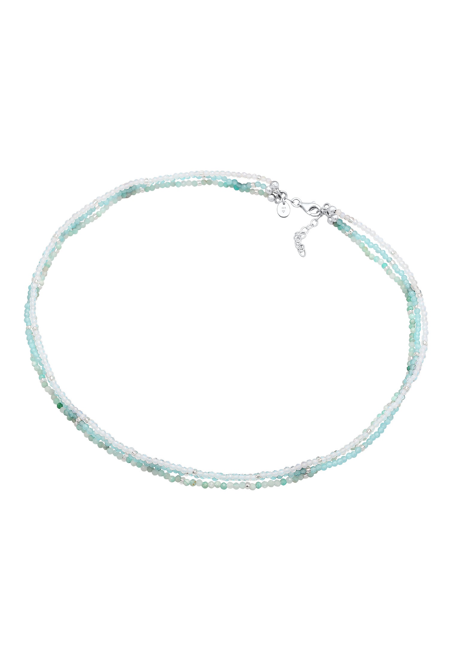 Elli Premium Silberkette »Halskette Edelstein Perlen Mondstein Zirkon 3-reihig 925 Silber«