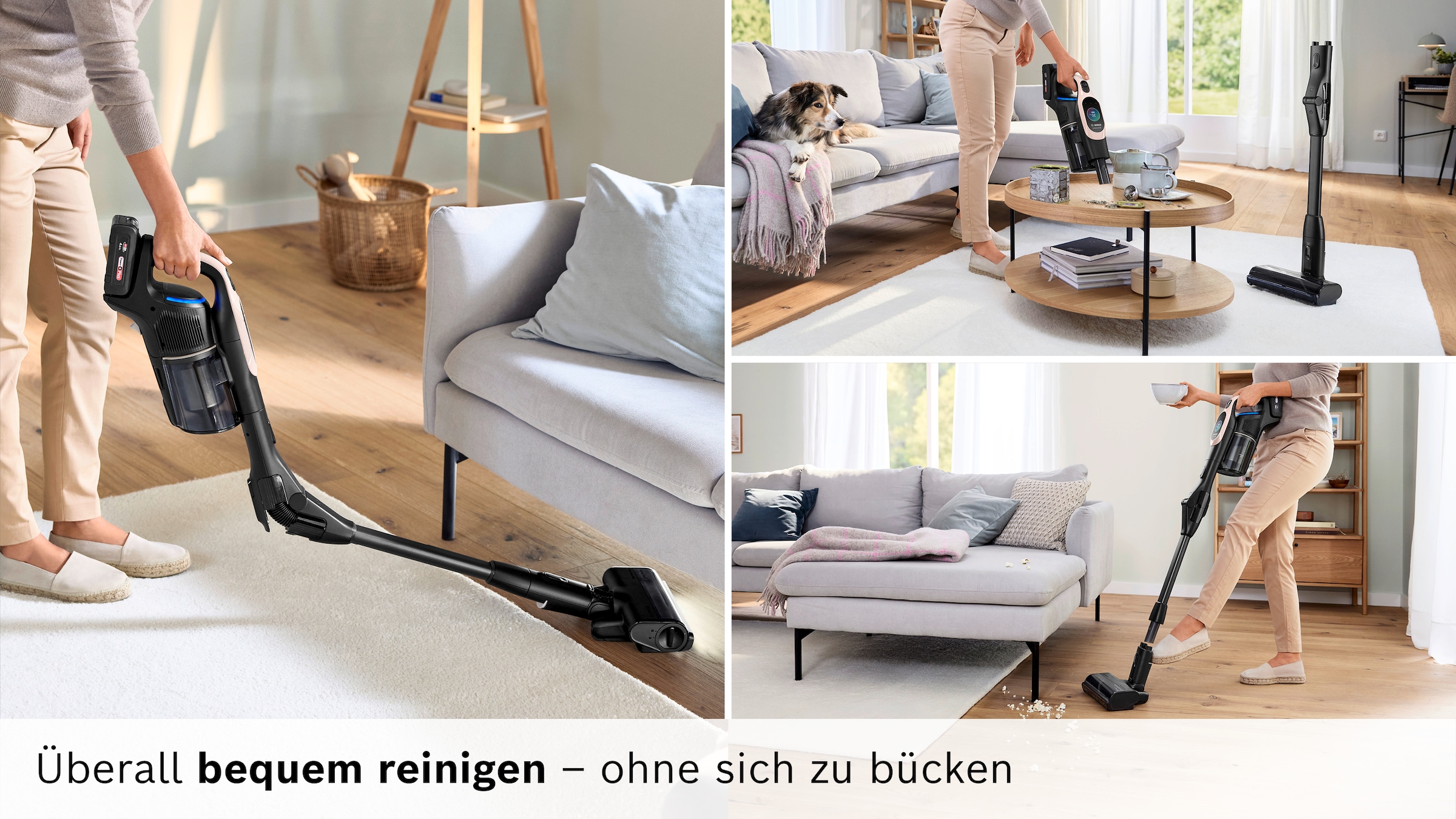 BOSCH Akku-Stielstaubsauger »Unlimited 10 BKS1041RHF, MicroClean™ Technology, Display, Knickrohr« HEPA-Filtersystem, 10 Jahre Motorgarantie, LED-Licht, powder rose