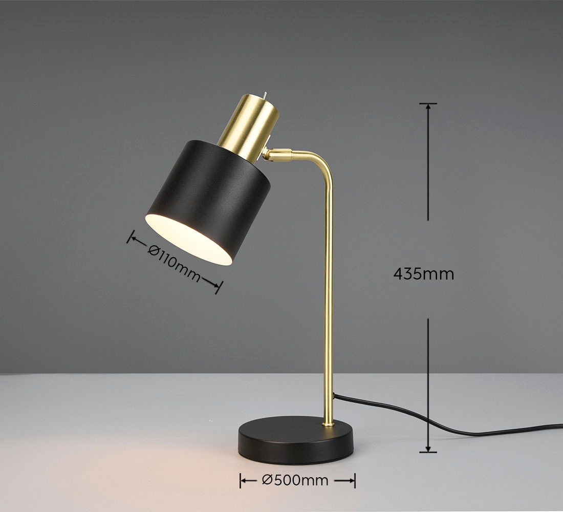 REALITY Leuchten Schreibtischlampe »Adam«, 1 flammig, Leuchtmittel E14 | ohne Leuchtmittel, Tischleuchte 43cm, exkl 1xE14 max 10W, Kippschalter am Metallschirm