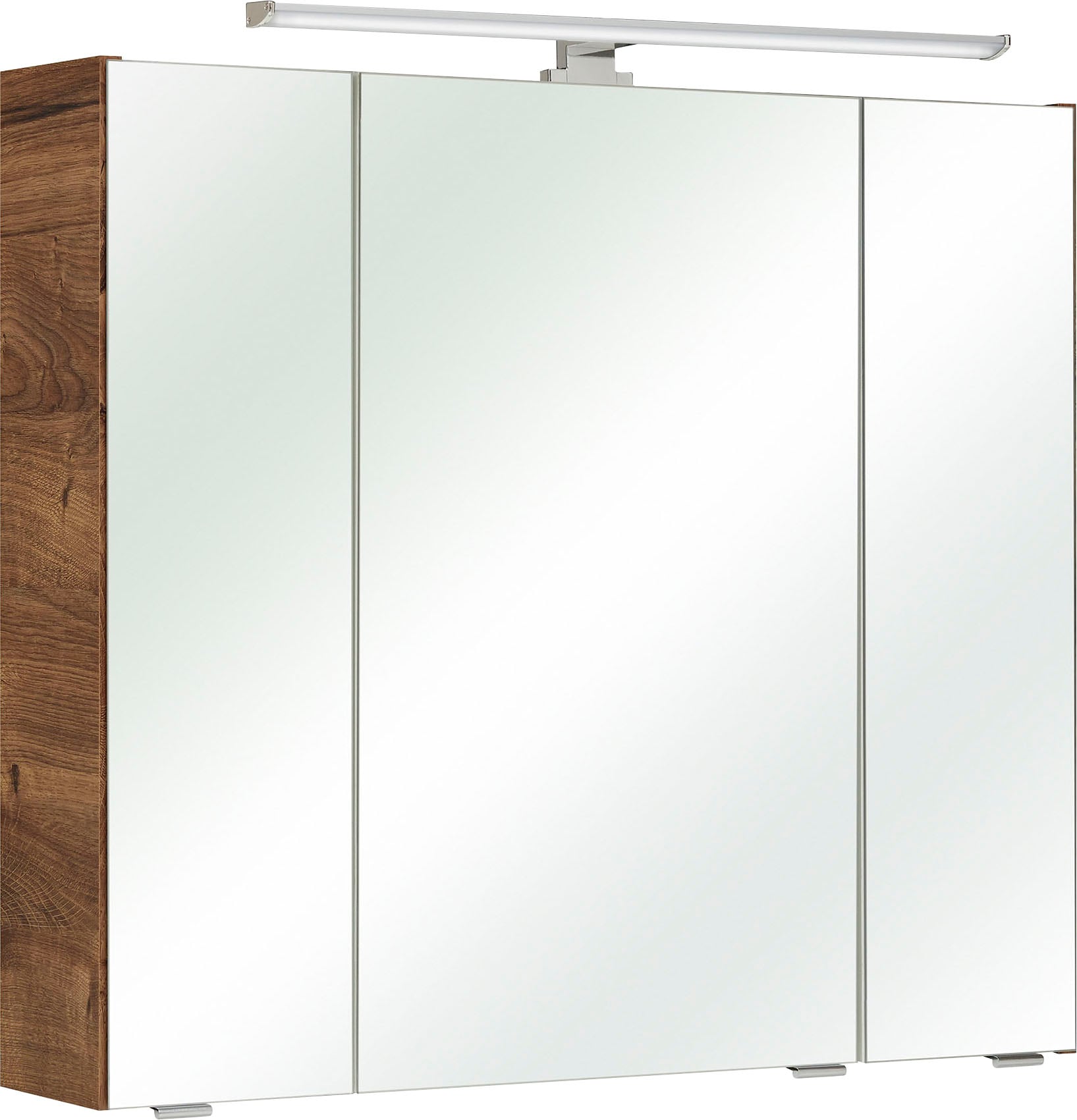 Saphir Spiegelschrank »Quickset Badschrank, 3 Spiegeltüren, 6 Einlegeböden, 80 cm breit«, inkl. LED-Beleuchtung, Türdämpfer, Schalter-/Steckdosenkombination