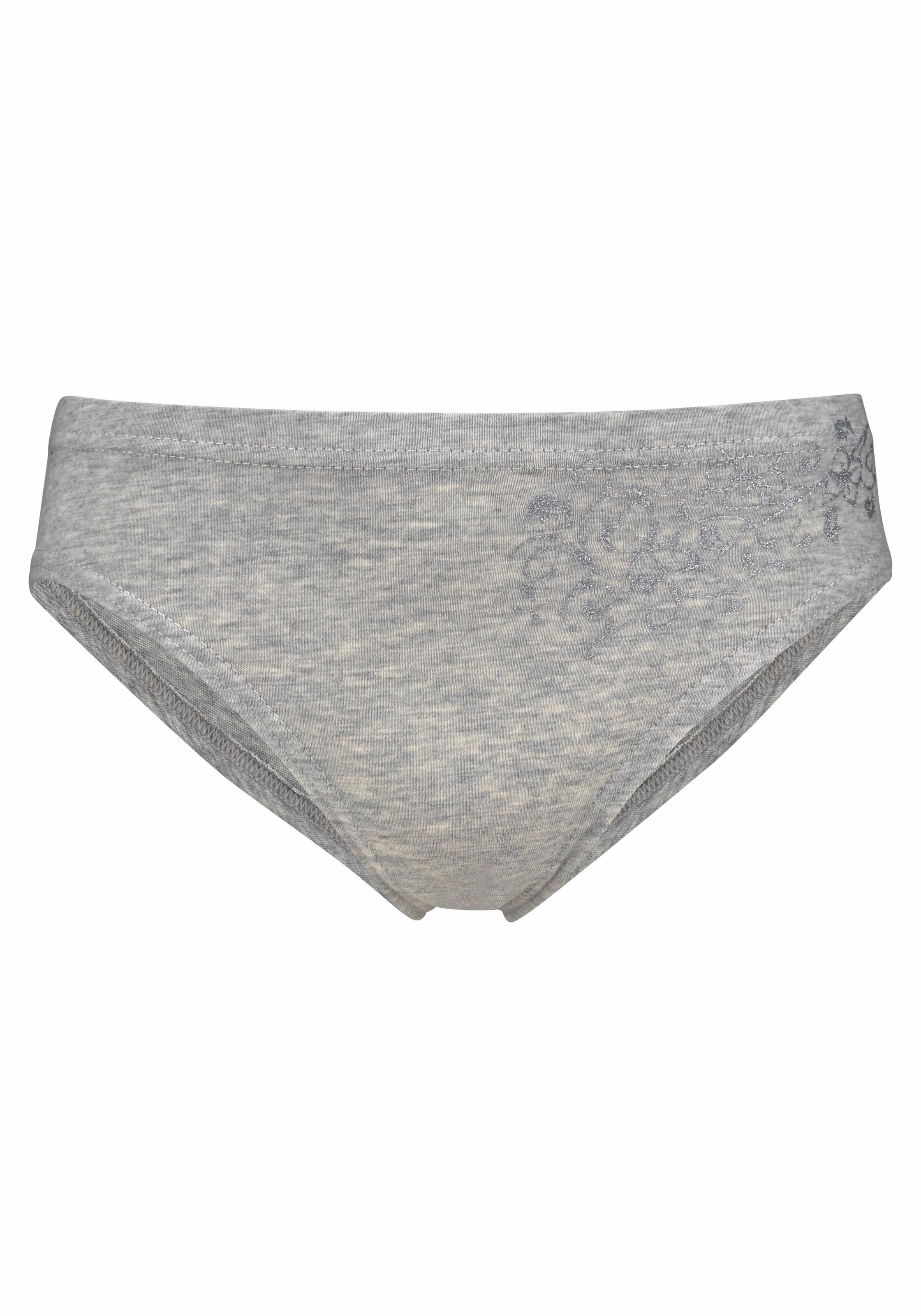 petite fleur Bikinislip, (Packung, 4 St.), schöner Basic für jeden Tag, mit floralem Glitzerdruck