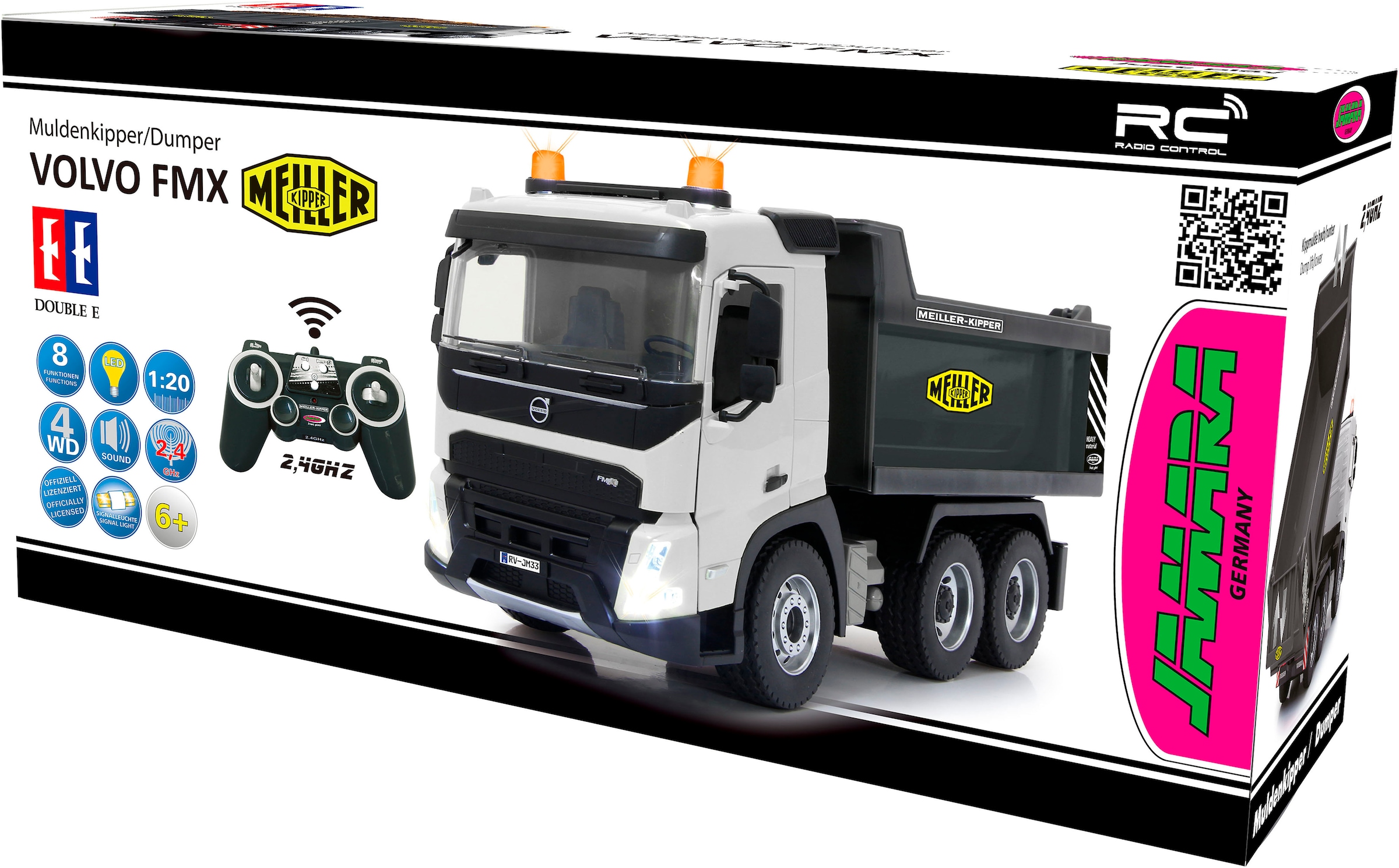 Jamara RC-Auto »Muldenkipper Volvo FMX Meiller 2,4GHz«, mit LED Beleuchtung