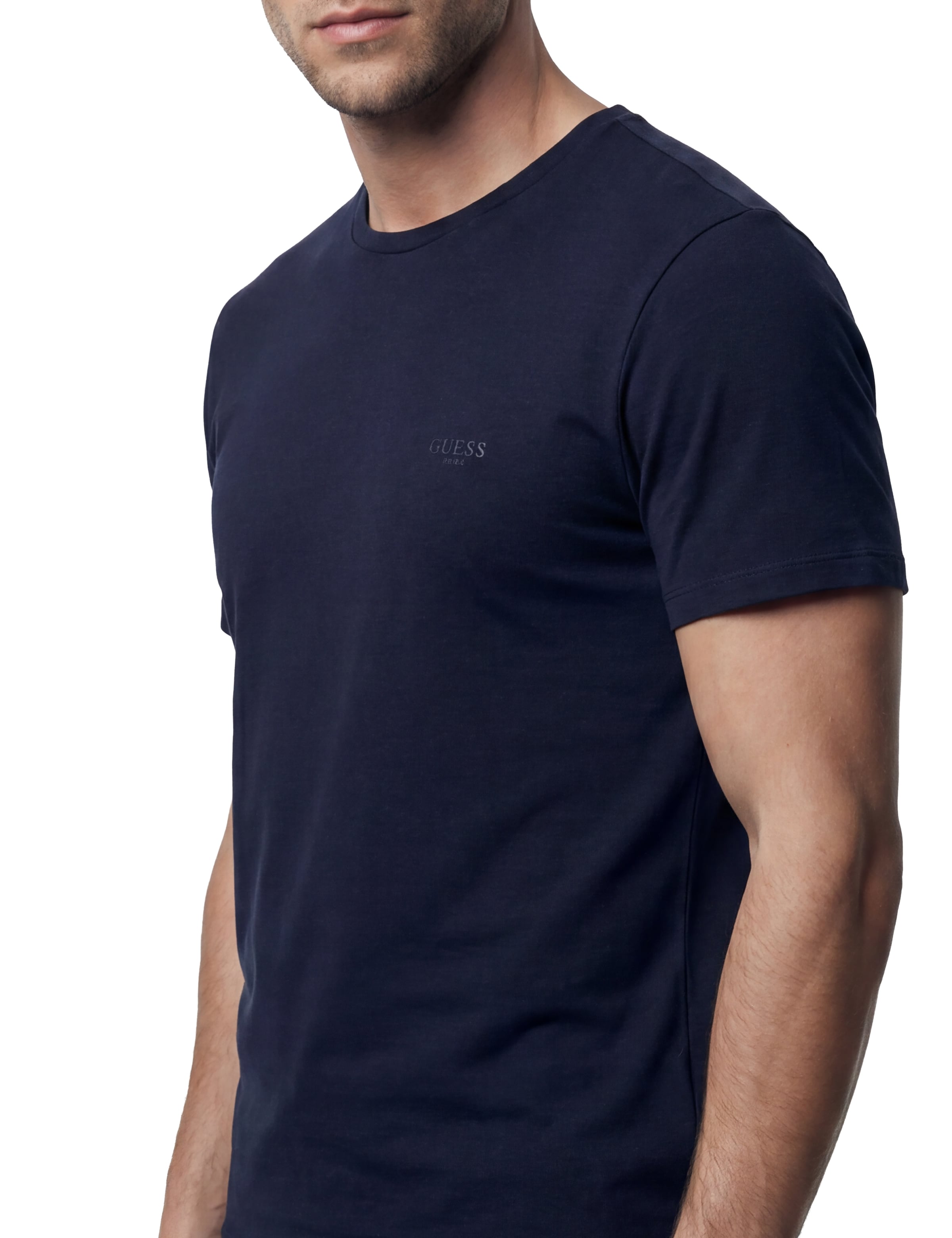 Guess T-Shirt Rundhalsausschnitt, Baumwoll-Mix, Logodruck