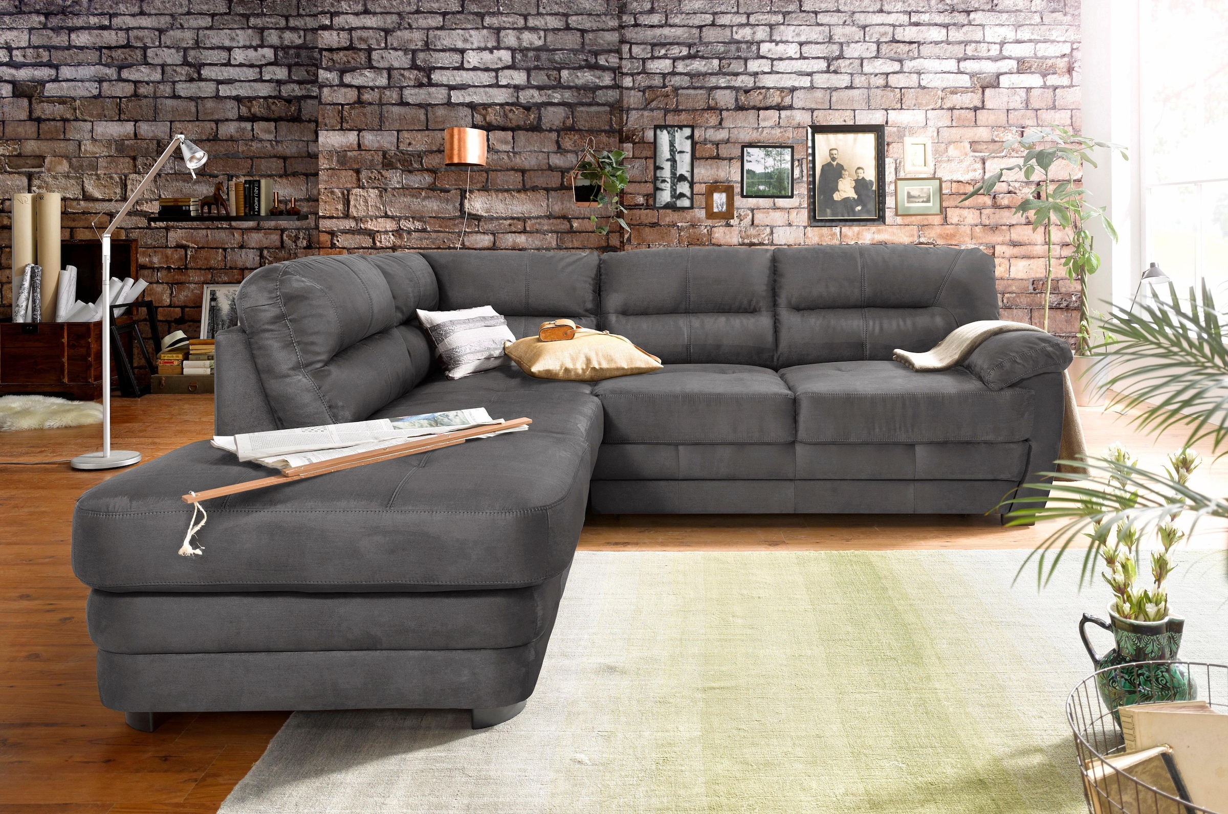 COTTA Polstergarnitur »Royale«, (Set), bestehend aus Ecksofa & Hocker, optional mit Bettfunktion und -kasten