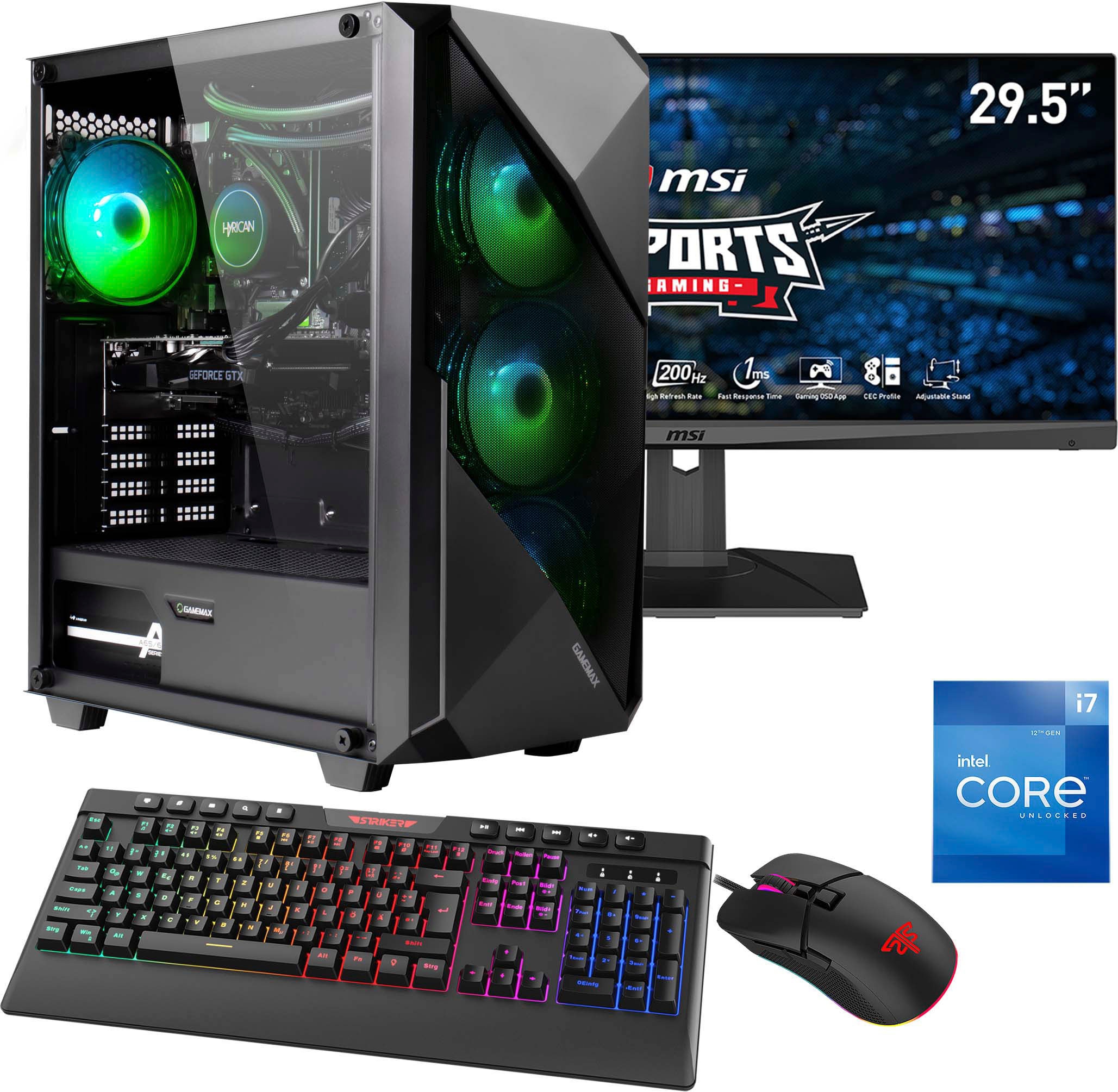 Hyrican Gaming-PC-Komplettsystem »Striker SET02291«, Windows 11, i7-12700F, inklusive 29,5" Monitor MSI Optix MAG301RF