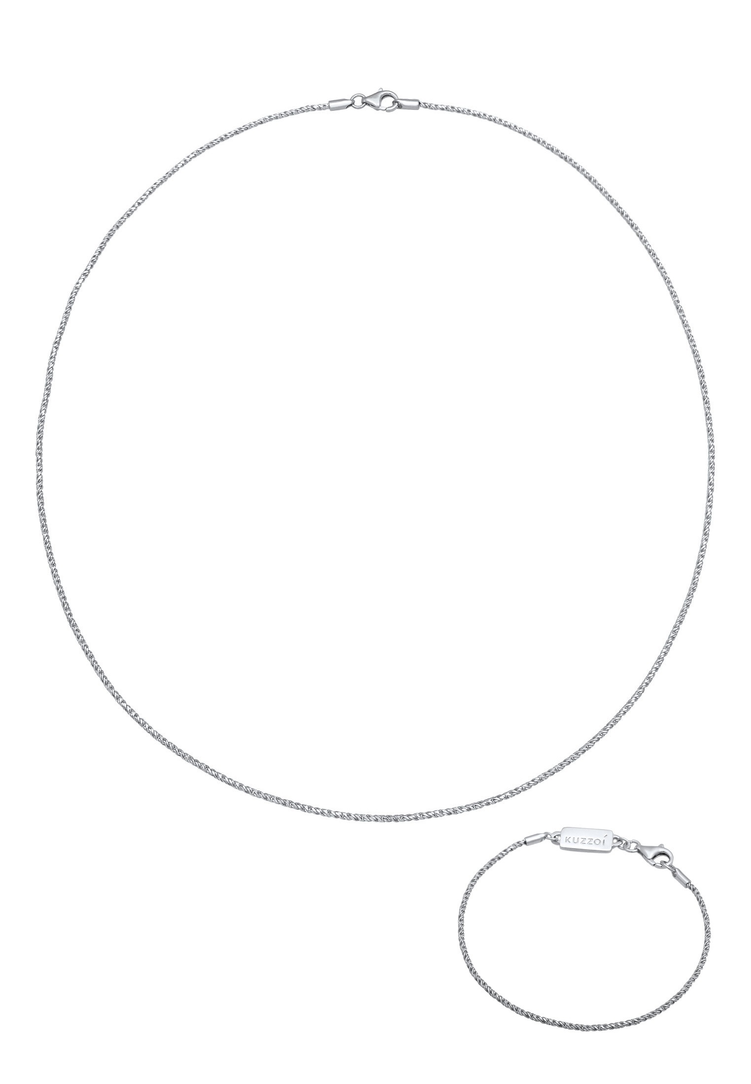 Kuzzoi Ketten und Armband Set »Schmuckset Kette Armband Kordel Basic 925 Silber«