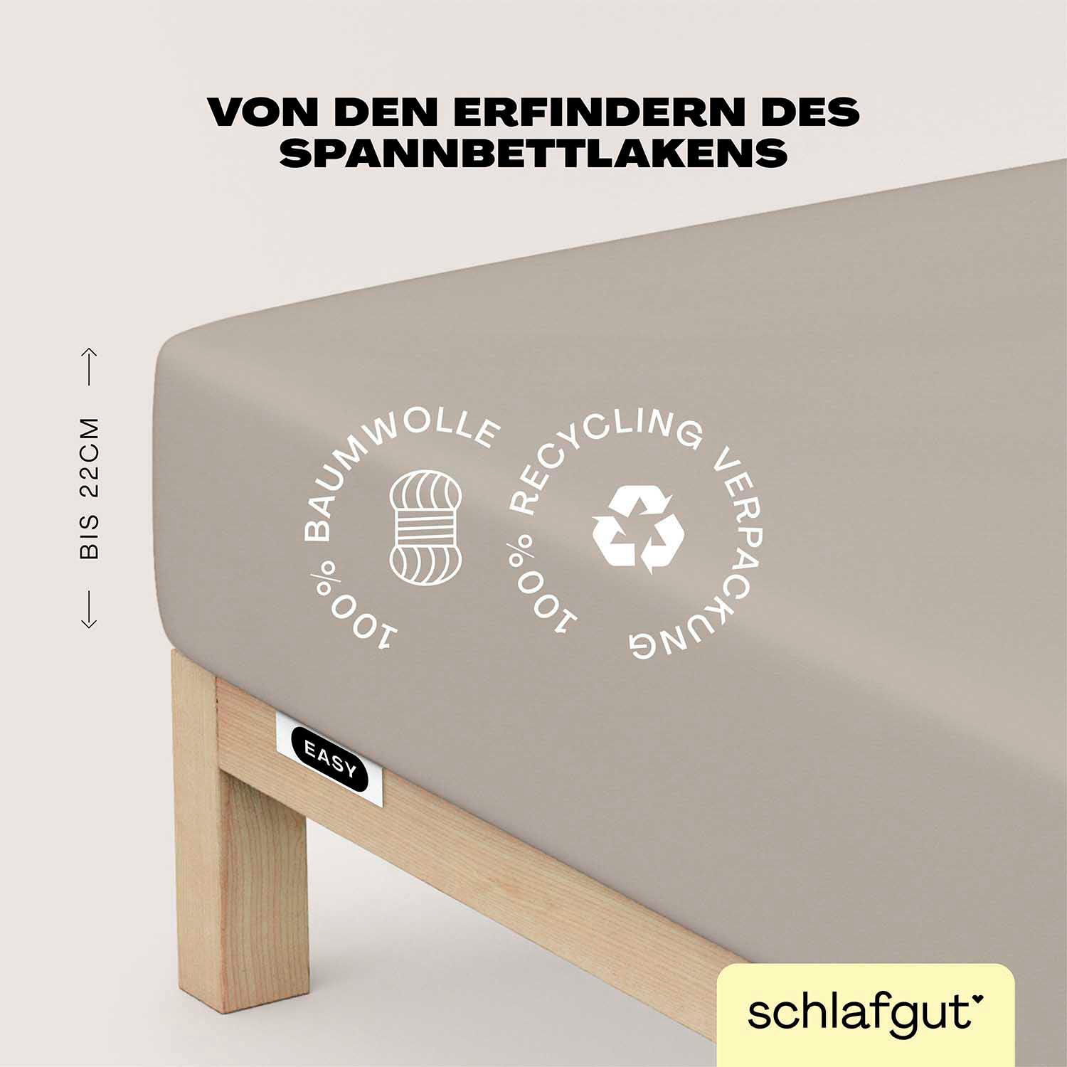 Schlafgut Spannbettlaken »EASY aus 100% Baumwolle, weich & saugfähig, Marken-Bettlaken«, für Matratzen bis 22 cm Höhe, in 90x200, 140x200 oder 180x200 cm