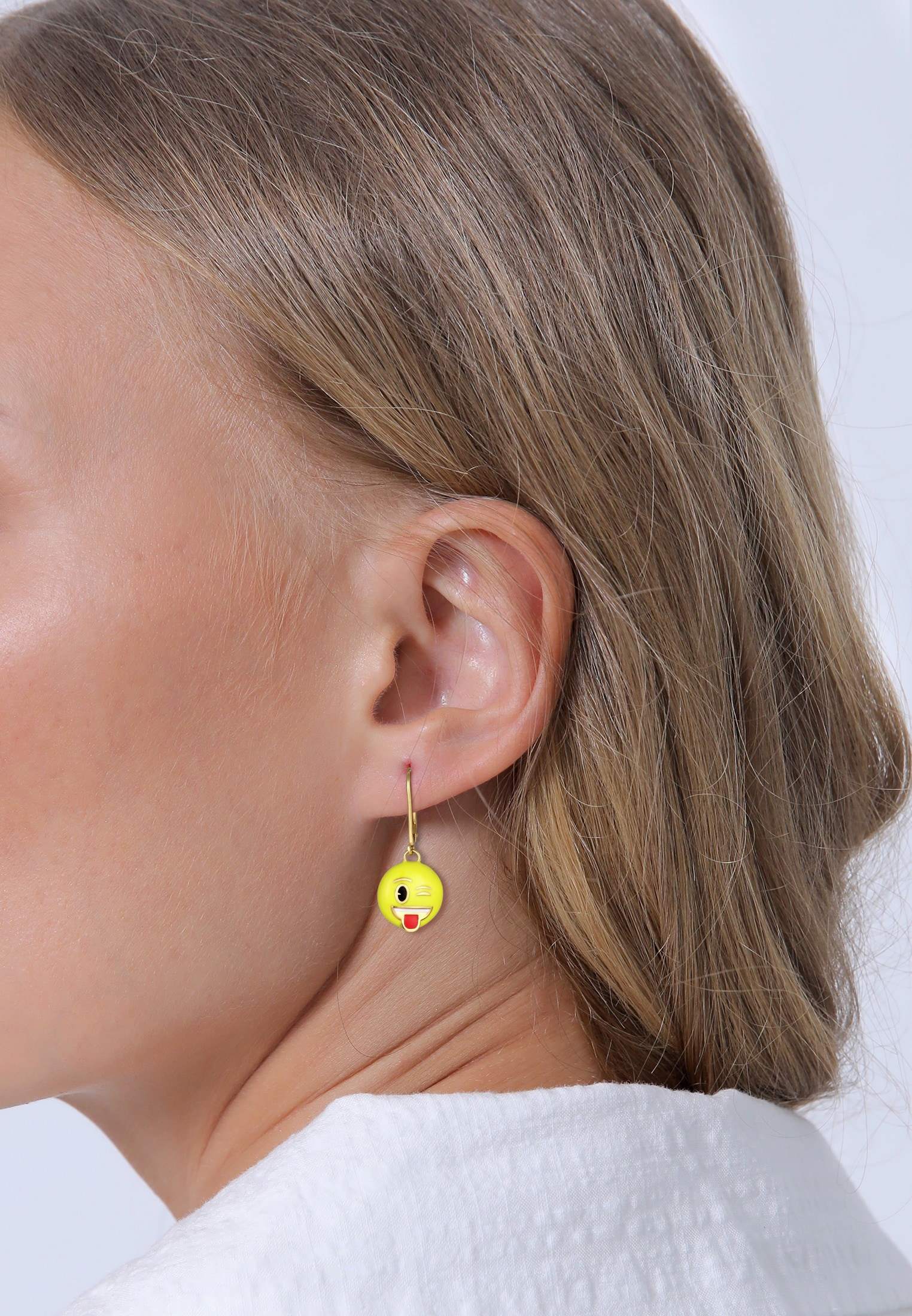 Elli Paar Ohrhänger »Ohrringe Smiling Face Zwinkern Emoji 925 Sterling Silber«