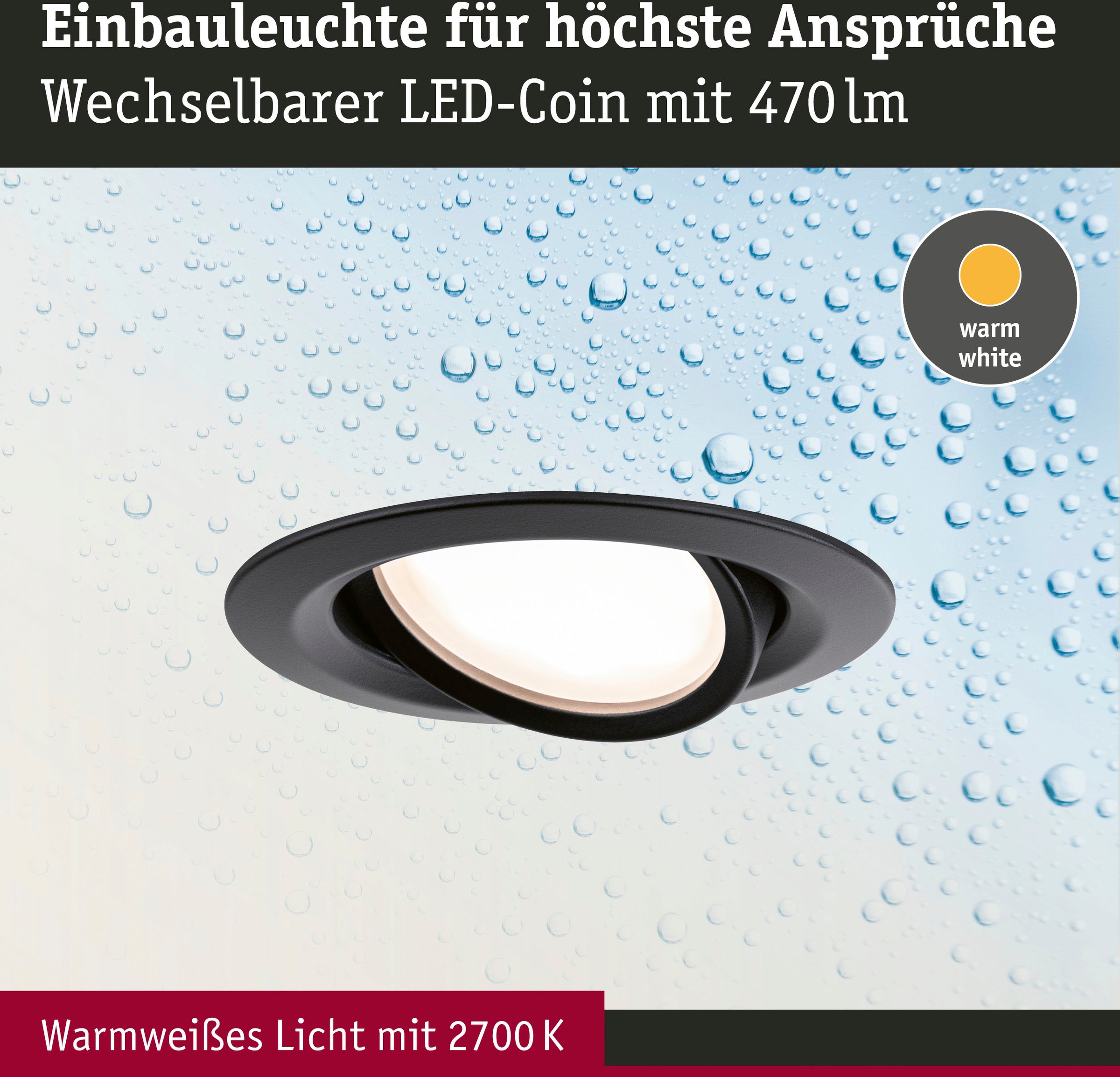 Paulmann LED Einbauleuchte »Nova Plus 1x6W 470lm 2700K Schwarz matt/Alu«, 1 flammig