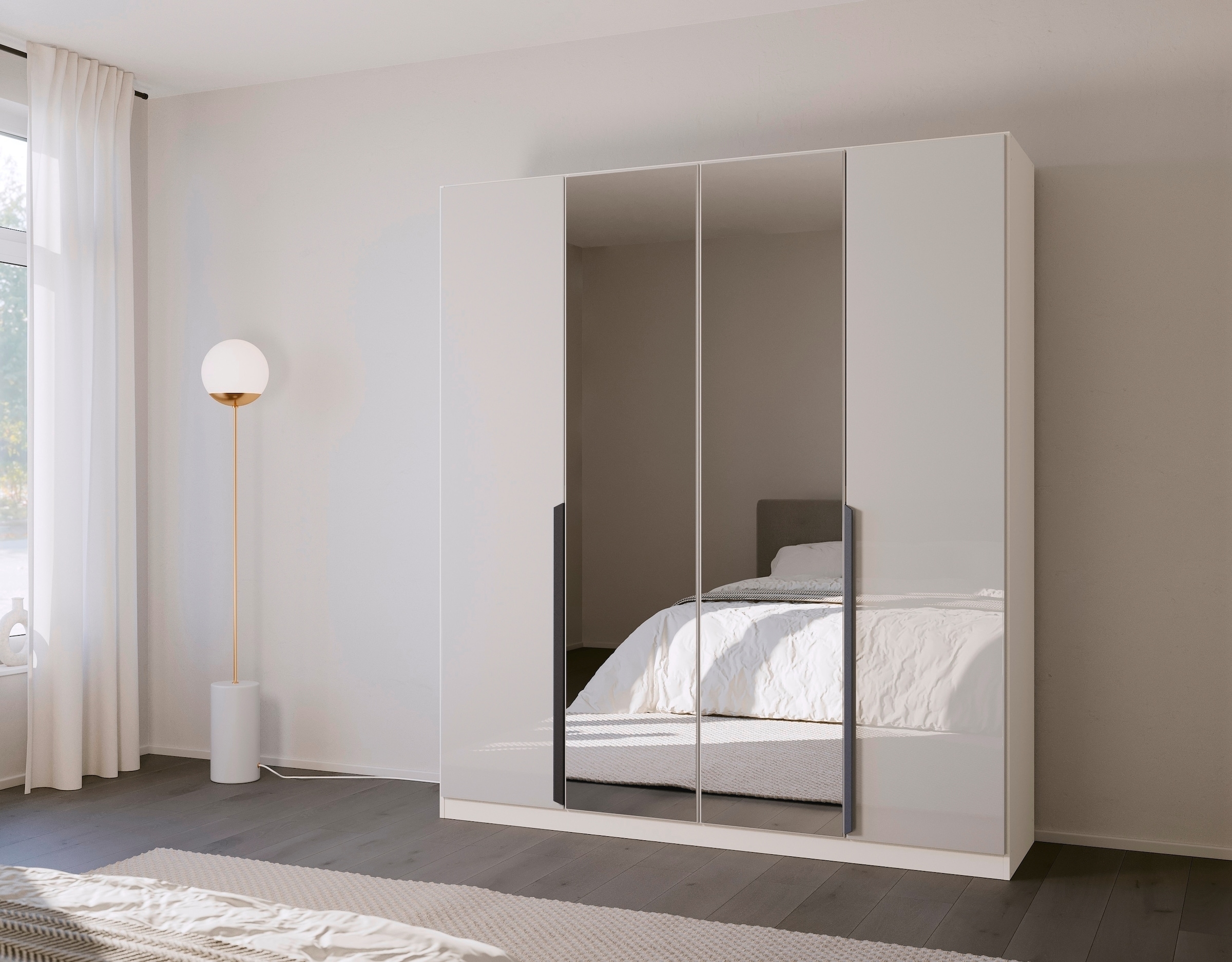 rauch Drehtürenschrank »Kleiderschrank Schrank Garderobe Ankleide MODERN BY QUADRA SPIN« Breiten: 181/226/271 cm, Höhe 210 cm,  mit Spiegel und hochwertiger Glasfront, Stangengriff MADE IN GERMANY