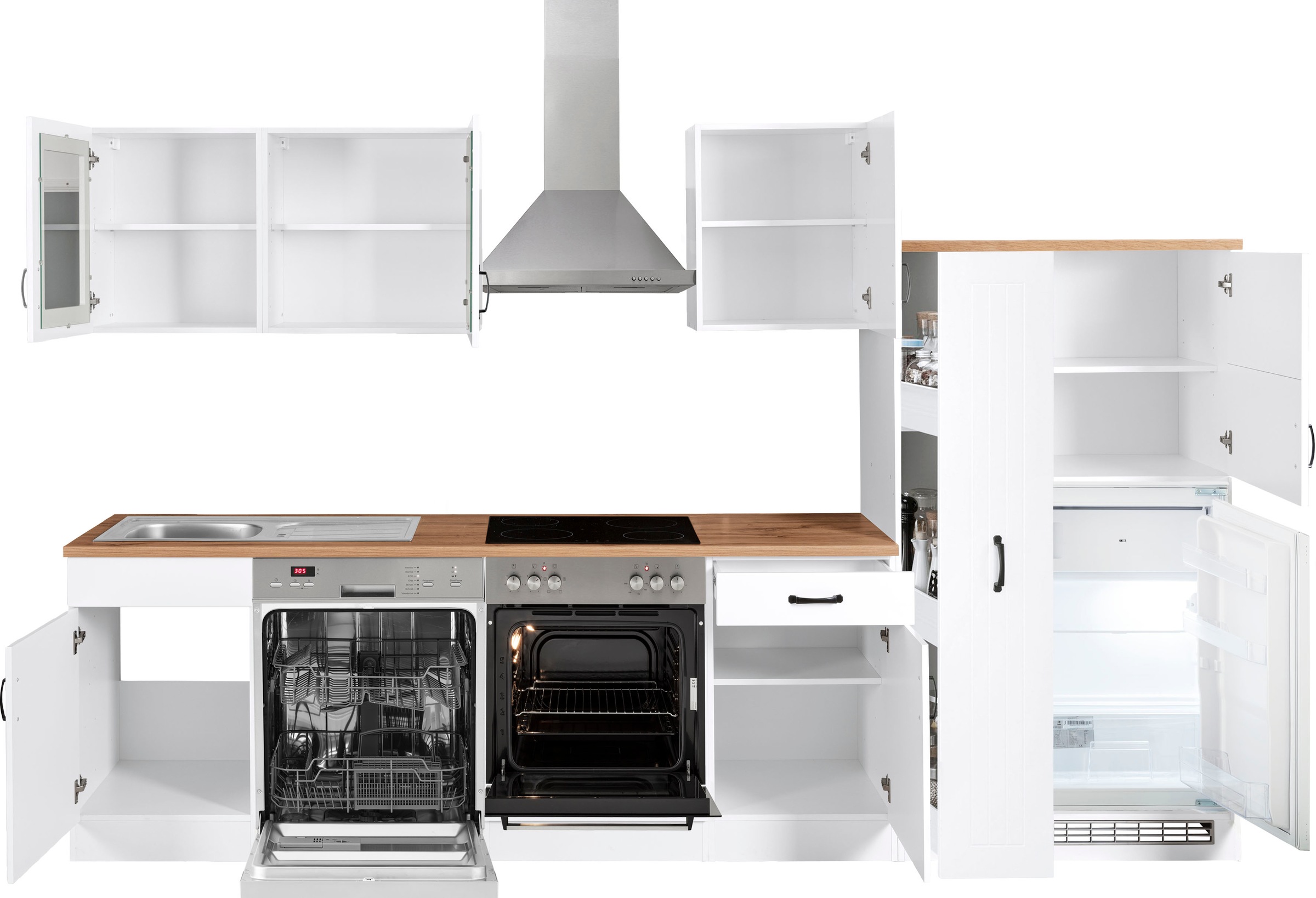 KOCHSTATION Küchenzeile »KS-Athen«, mit E-Geräten, Breite 310 cm