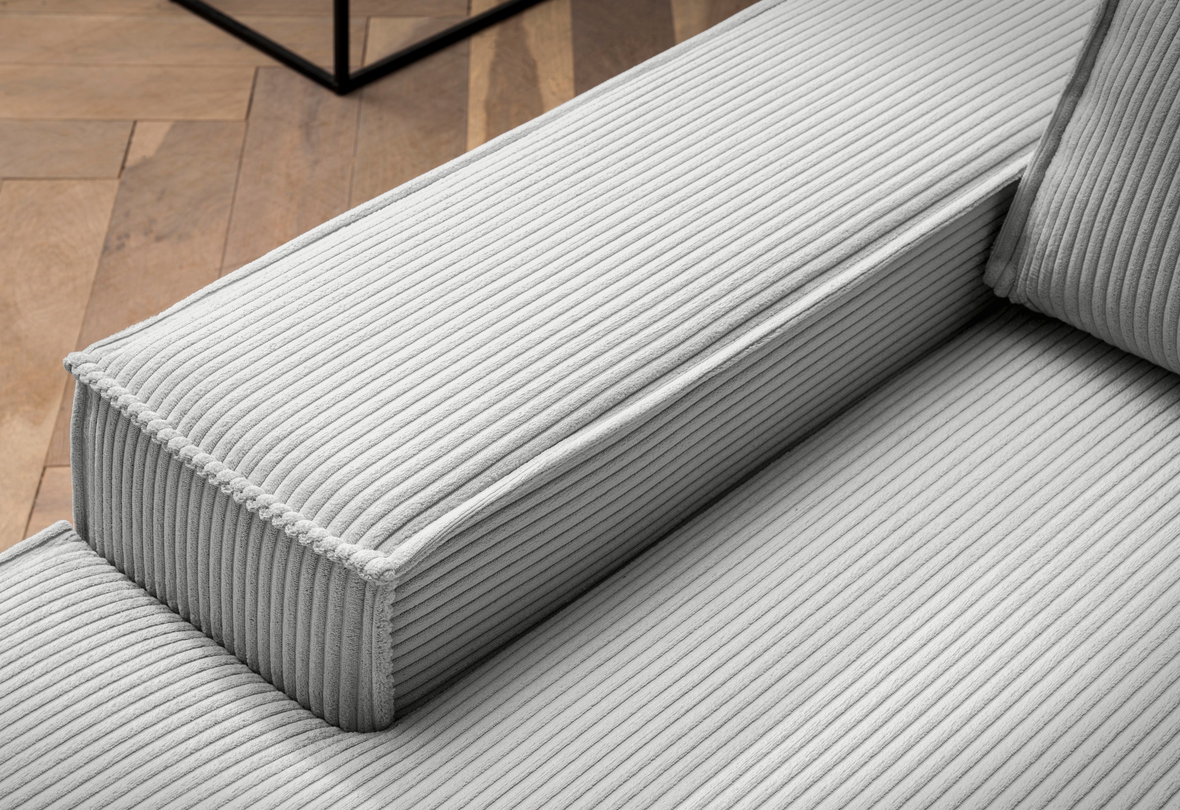 Home affaire Ecksofa »SHERWOOD, Schlafsofa in L-Form offen (275cm), Cord, Leinenoptik«, Schlaffunktion und Bettkasten, Kedernaht, hoher Sitz- & Liegekomfort