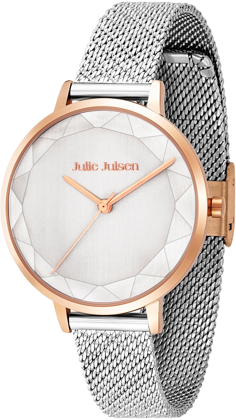 Julie Julsen Quarzuhr »Beauty Rosé Silver, JJW1176RGSME-SET«, (Set, 2 tlg., Geschenkset - Uhr mit Spiegel), Armbanduhr, Damenuhr, ideal auch als Geschenk, vergoldet