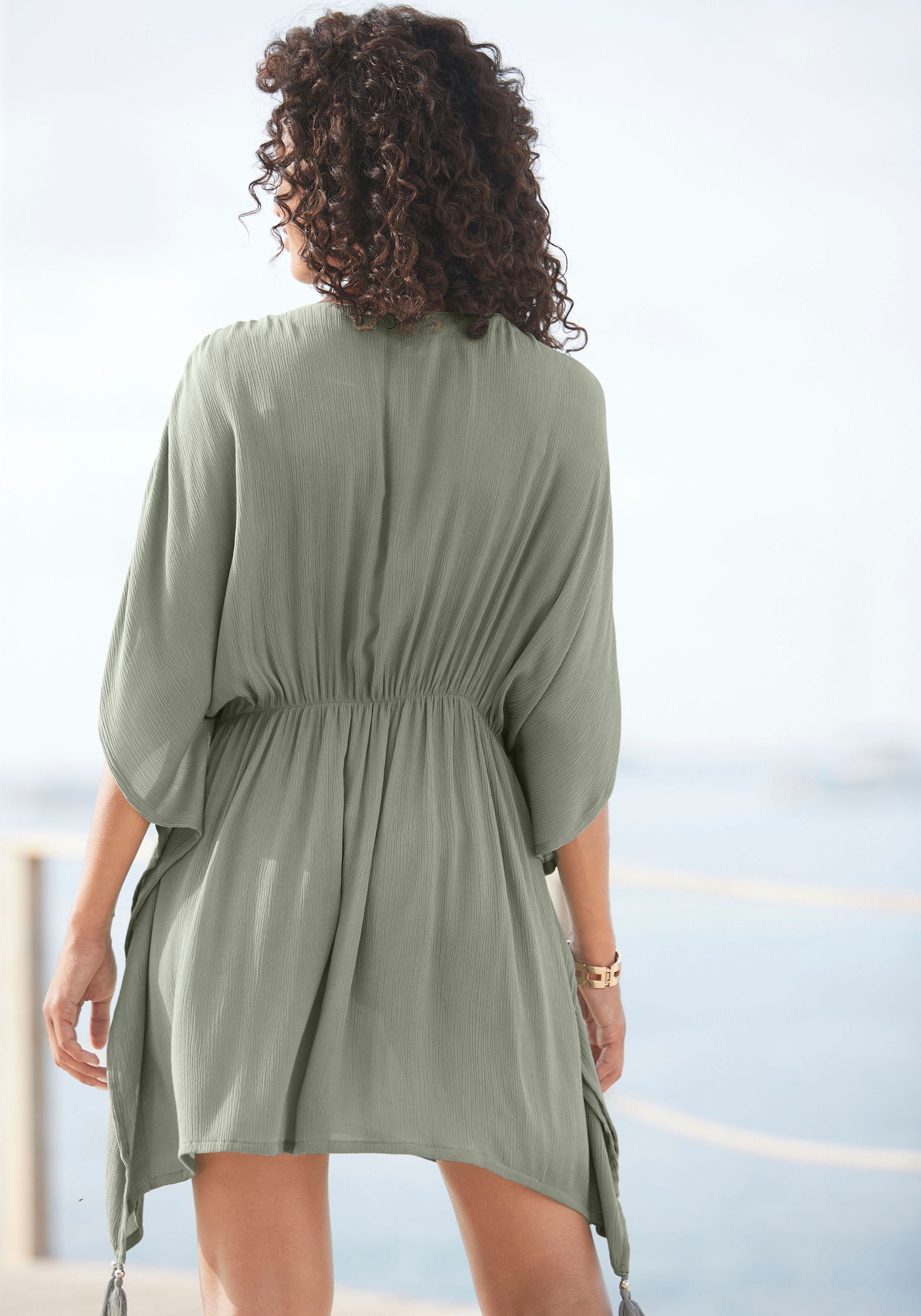 LASCANA Tunika, aus gekreppter Viskose, Blusenkleid, Strandmode, transparent