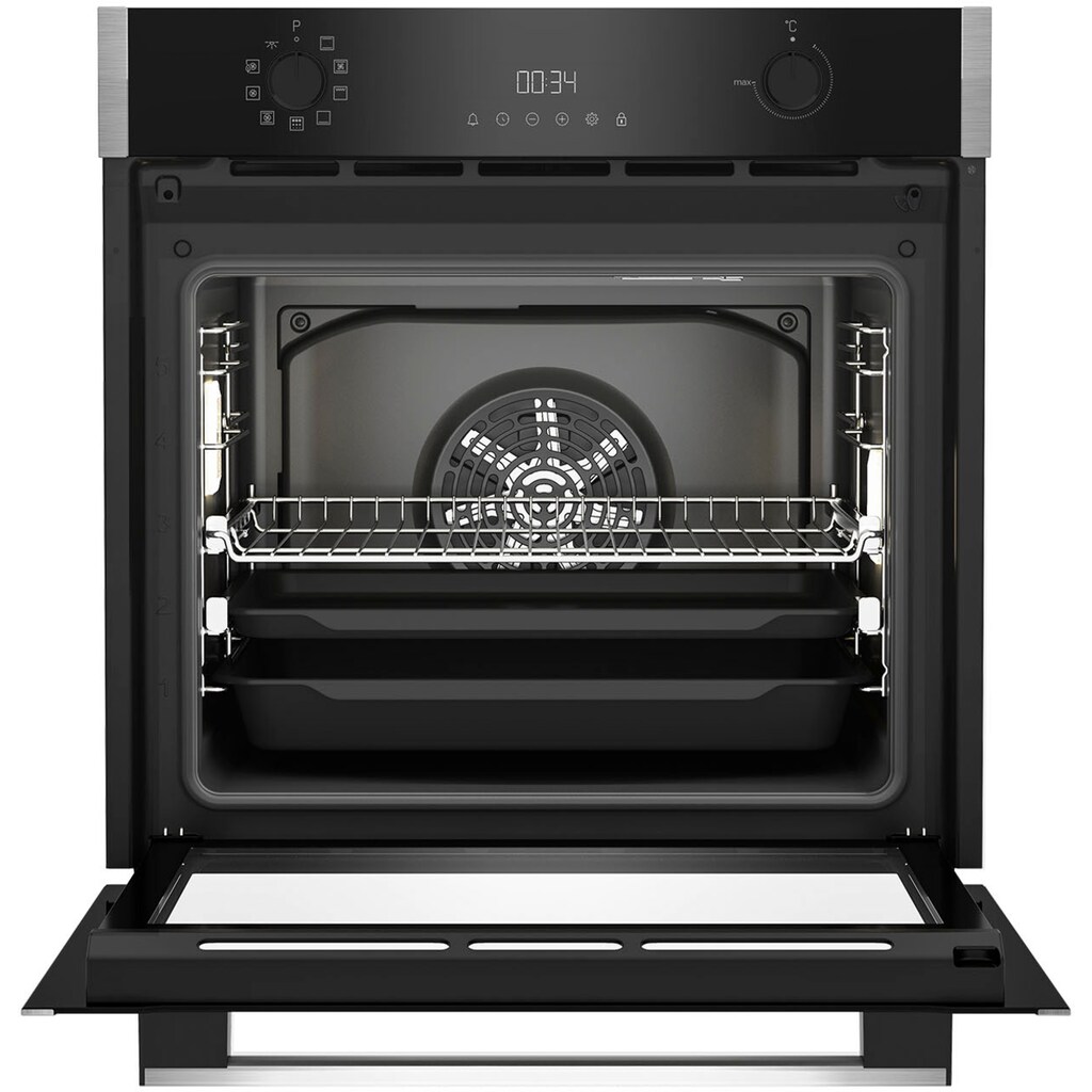 Grundig Pyrolyse Backofen »GEBM19300BP«, GEBM19300BP, mit 2-fach-Teleskopauszug, Pyrolyse-Selbstreinigung