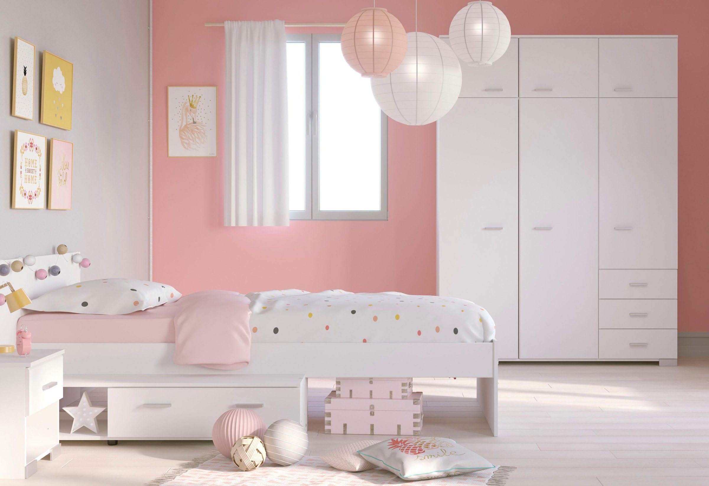Parisot Jugendzimmer-Set »Galaxy«, (Set, 3 tlg., Kleiderschrank, Bett, Nachttisch)